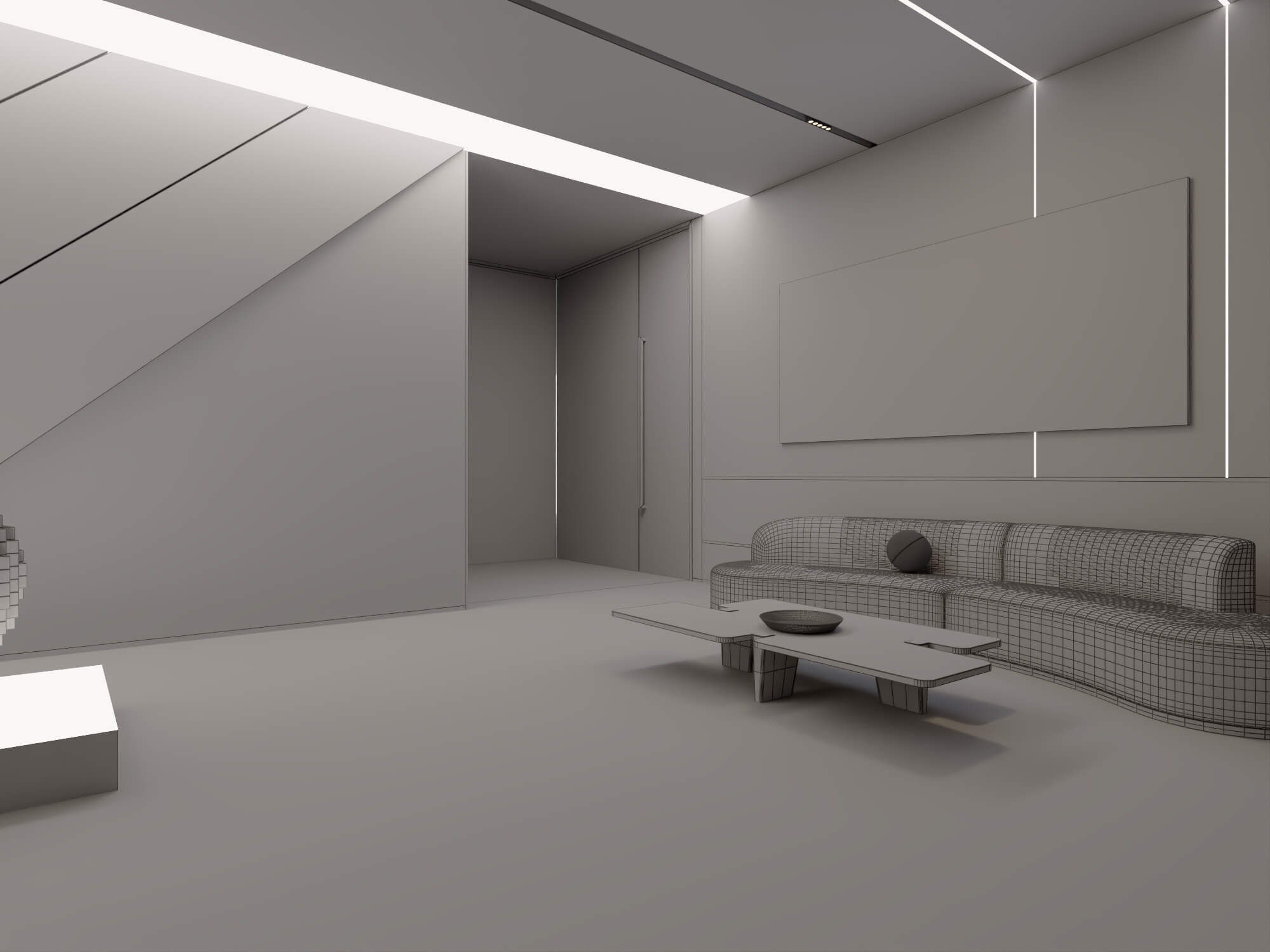 Modern Office Reception Lobby 3d Scene 3D Model