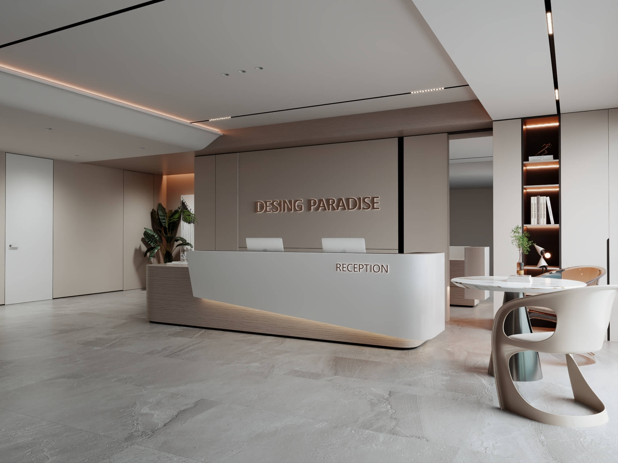 Modern Office Reception Lobby Scene 3D Model