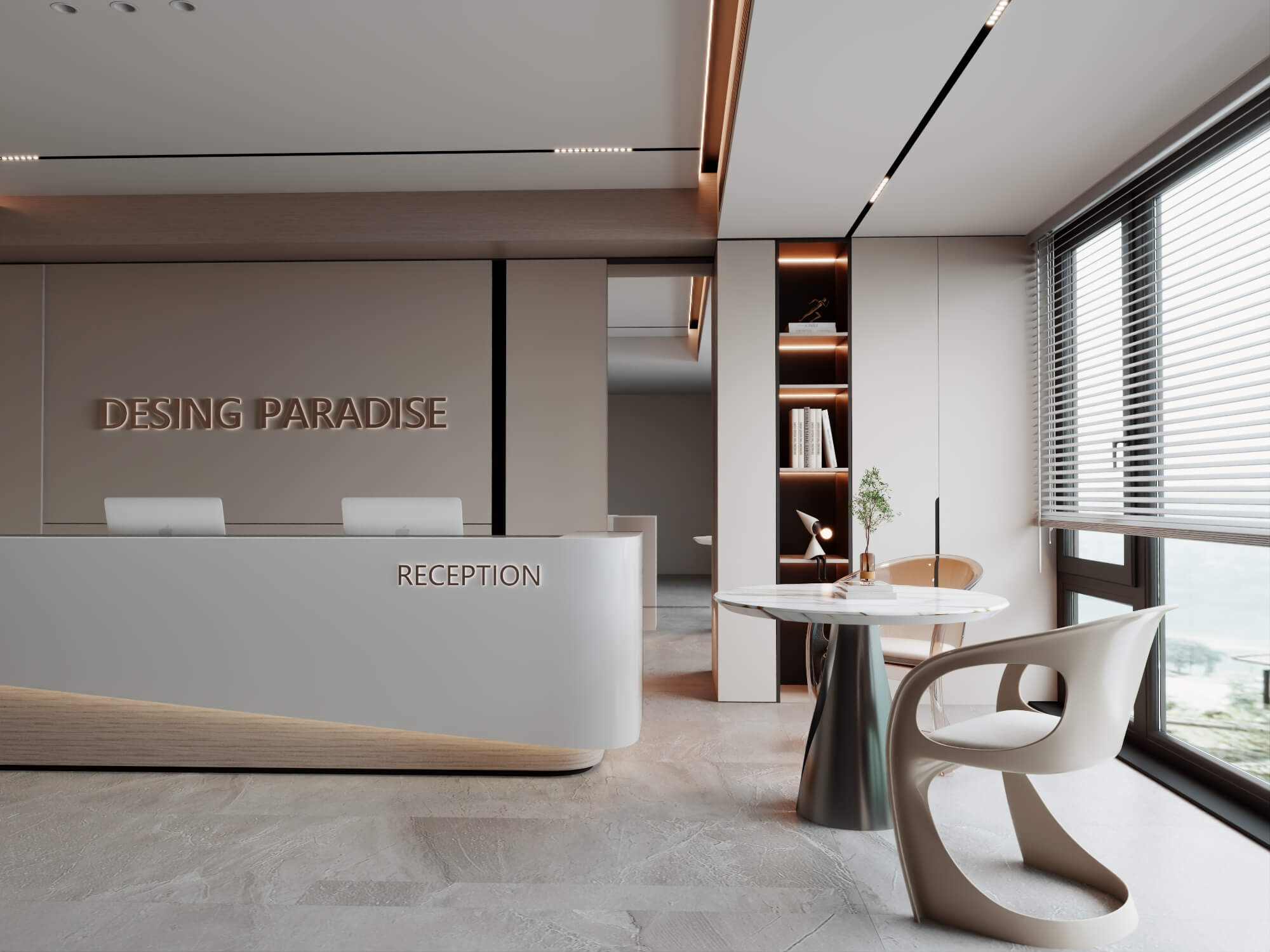 Modern Office Reception Lobby Scene 3D Model