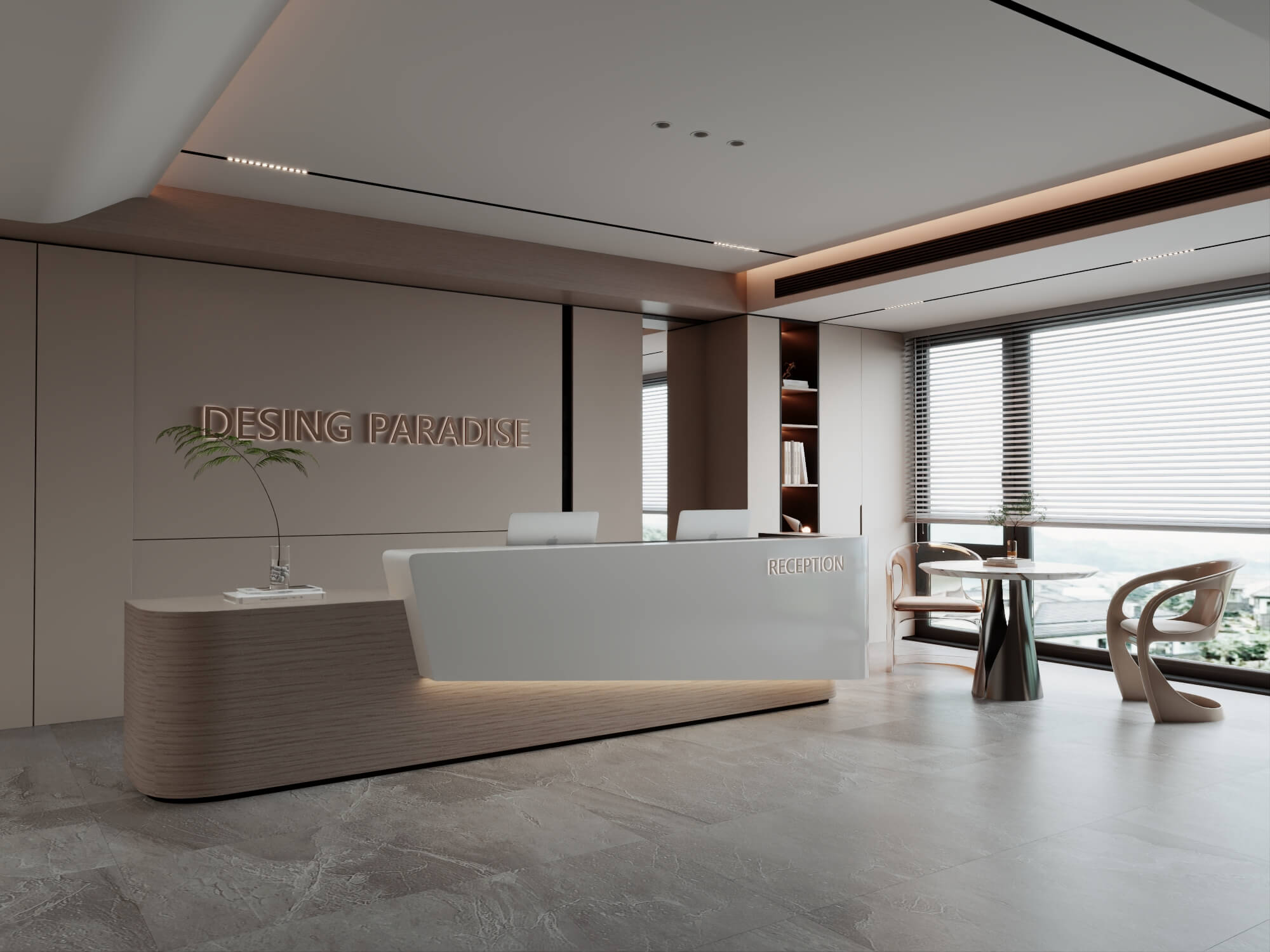 Modern Office Reception Lobby Scene 3D Model