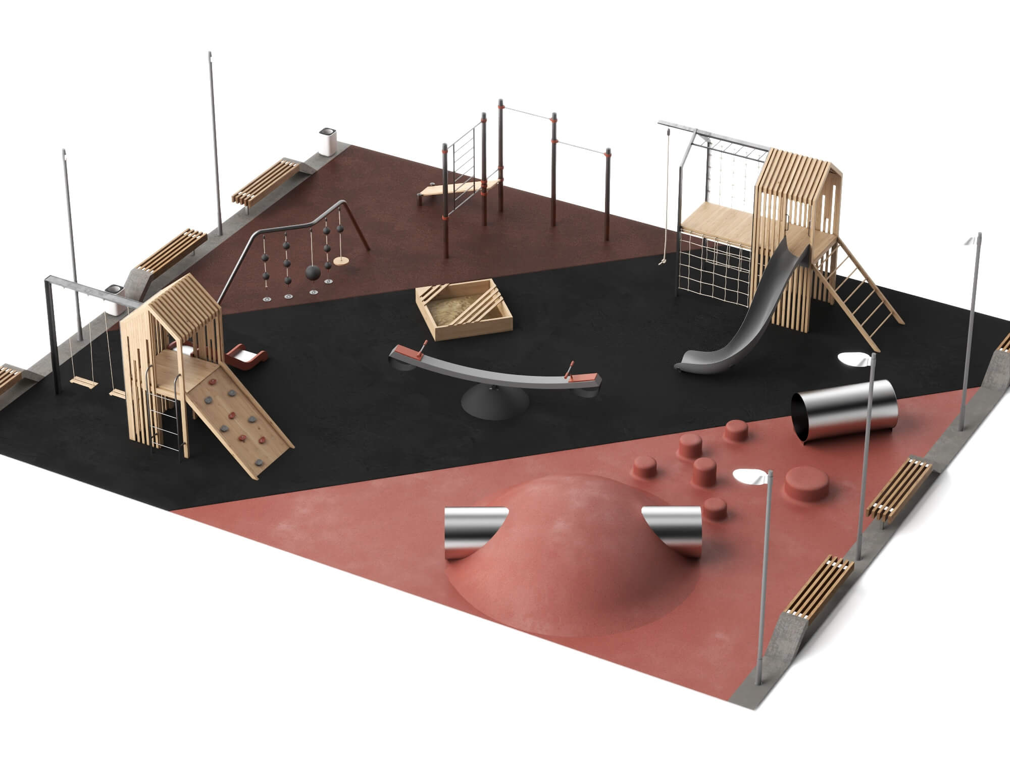 Modern Outdoor Playground 3D Model 3D Model