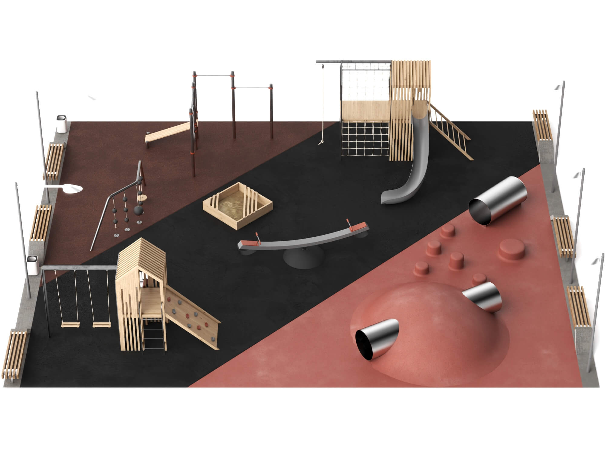 Modern Outdoor Playground 3D Model 3D Model