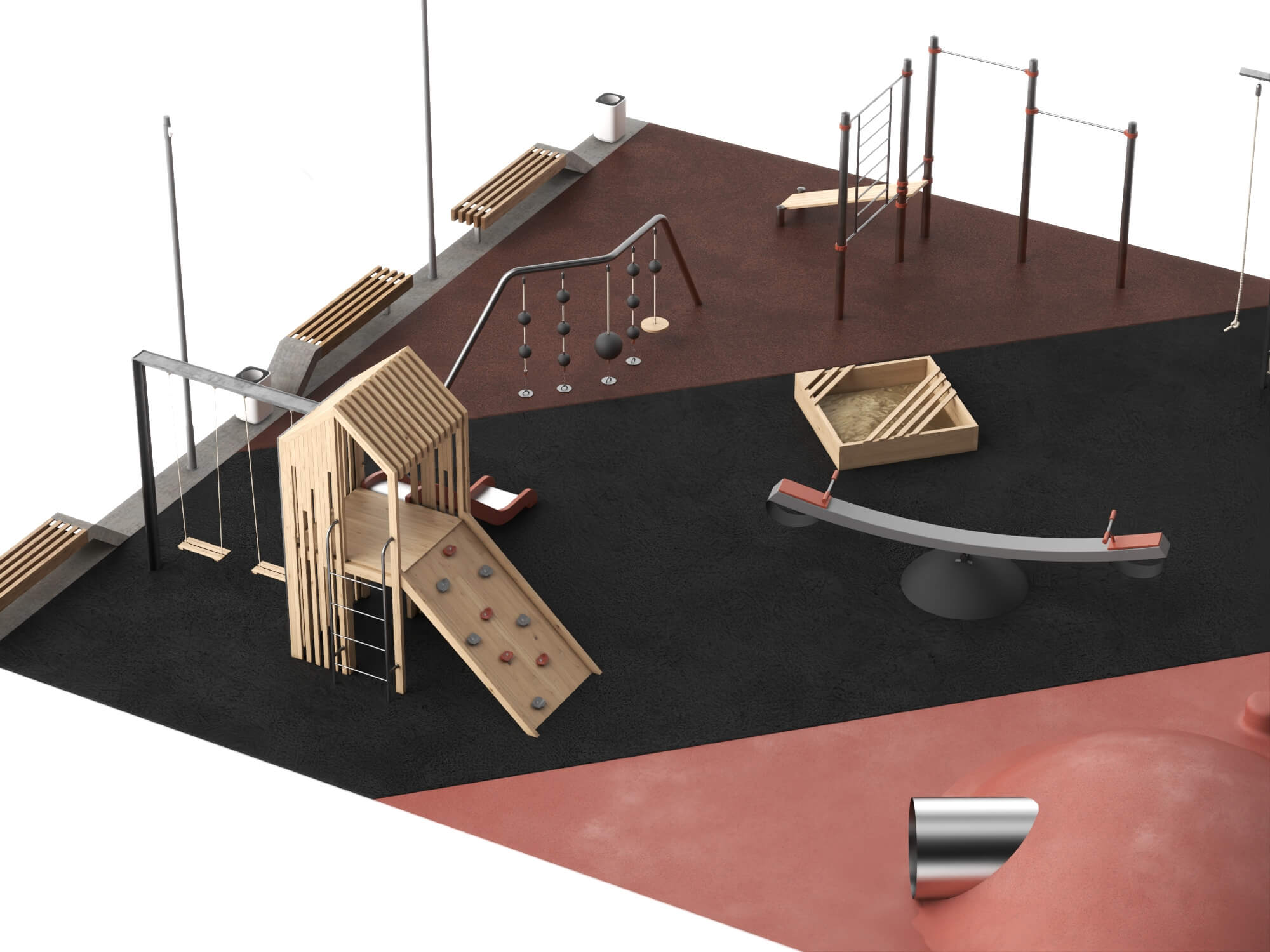 Modern Outdoor Playground 3D Model 3D Model