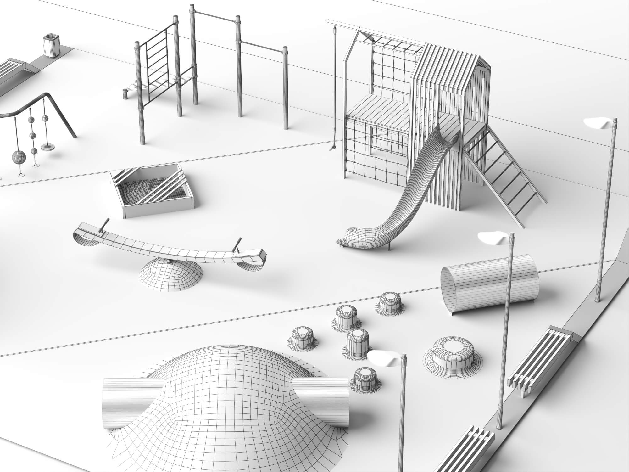 Modern Outdoor Playground 3D Model 3D Model