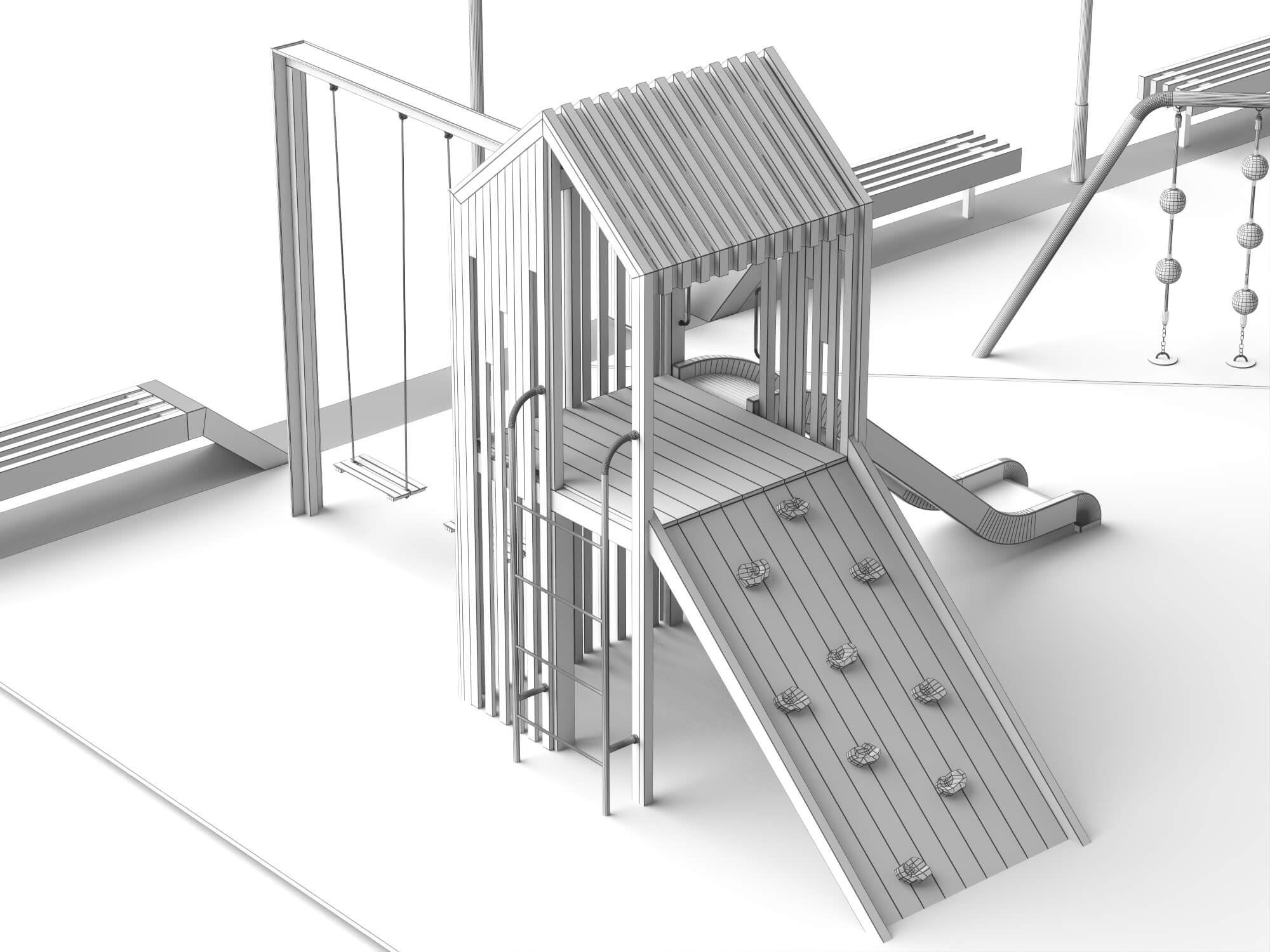 Modern Outdoor Playground 3D Model 3D Model