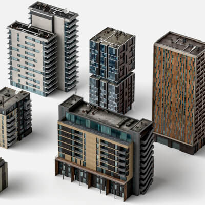 Modern Residential Apartment Buildings 3D Model 3D Model