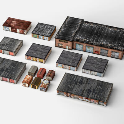 Old Industrial Warehouse Buildings Asset Pack 3D Model