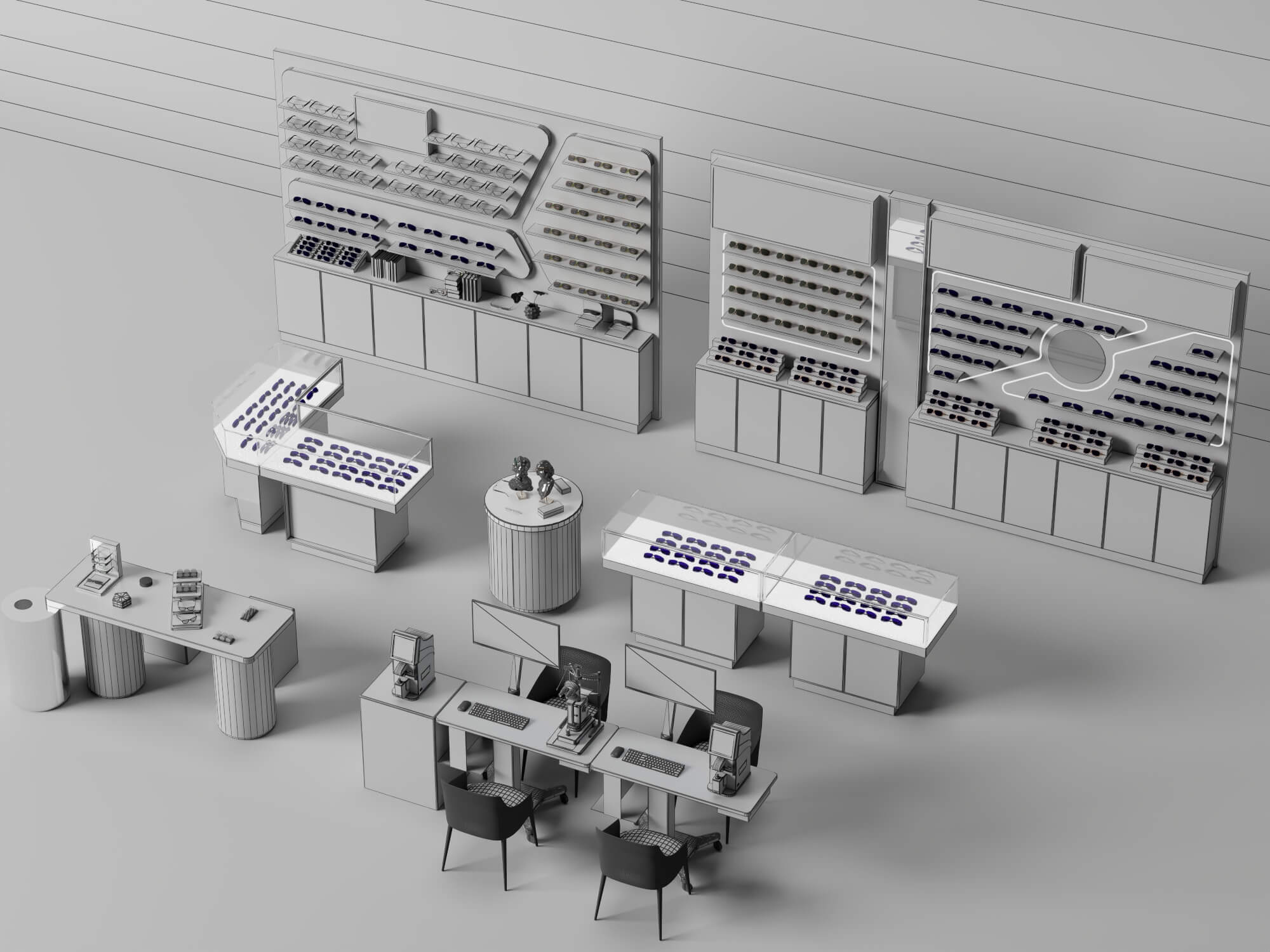 Optical Shop Furniture Set 3D Model 3D Model