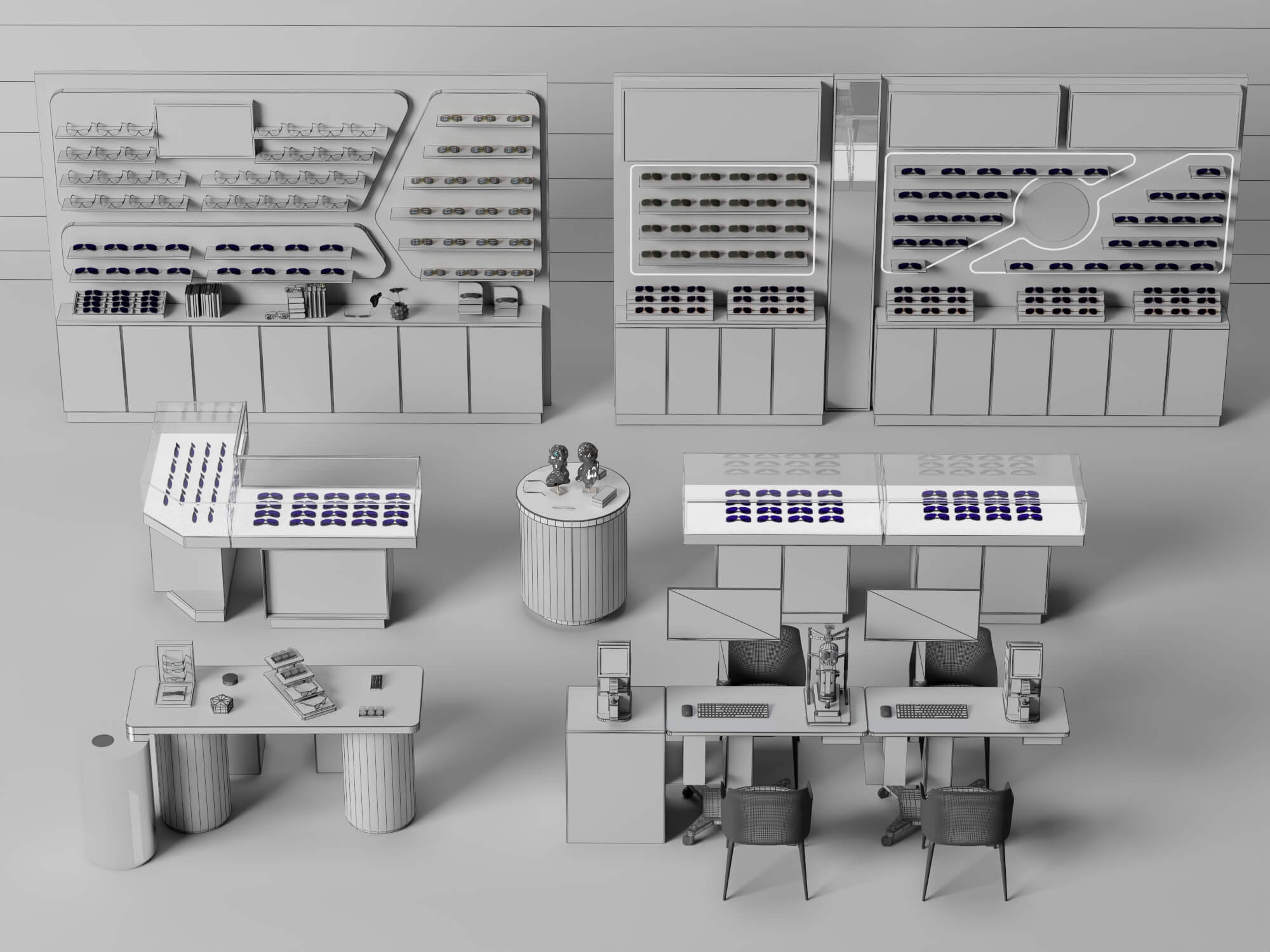 Optical Shop Furniture Set 3D Model 3D Model