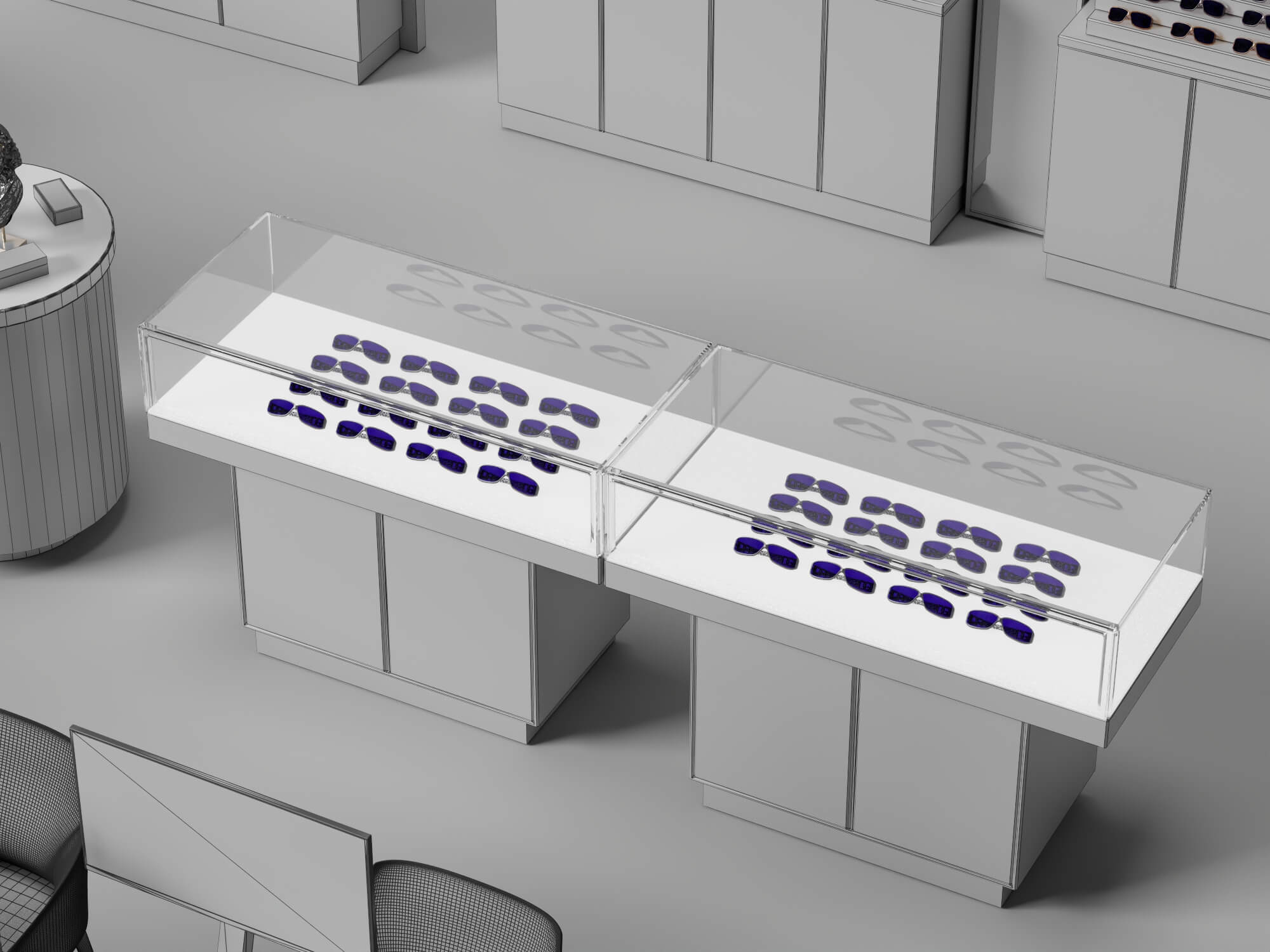 Optical Shop Furniture Set 3D Model 3D Model
