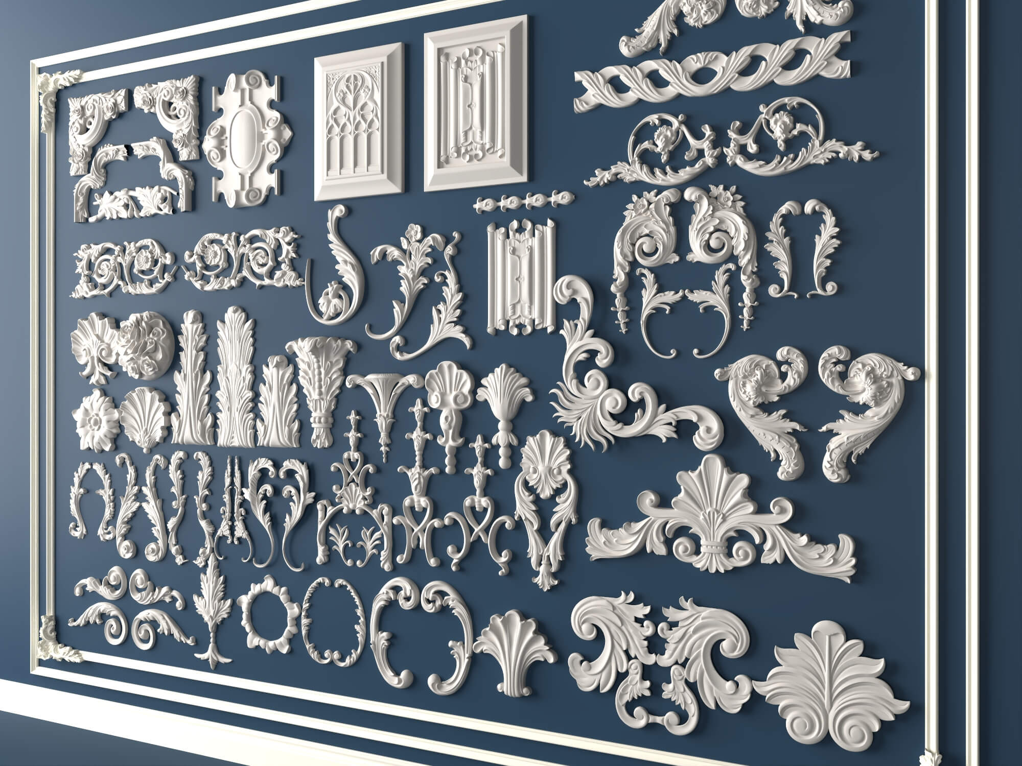 Ornate Plaster Decorative Molding and Carving Pack 3D Model