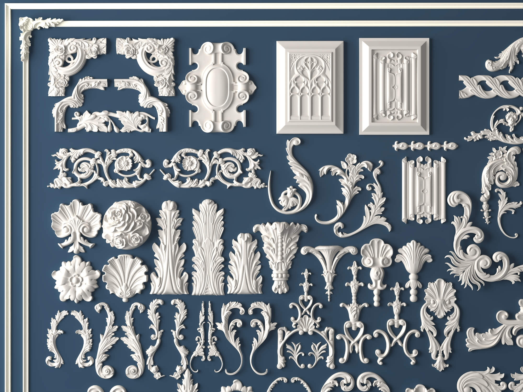 Ornate Plaster Decorative Molding and Carving Pack 3D Model