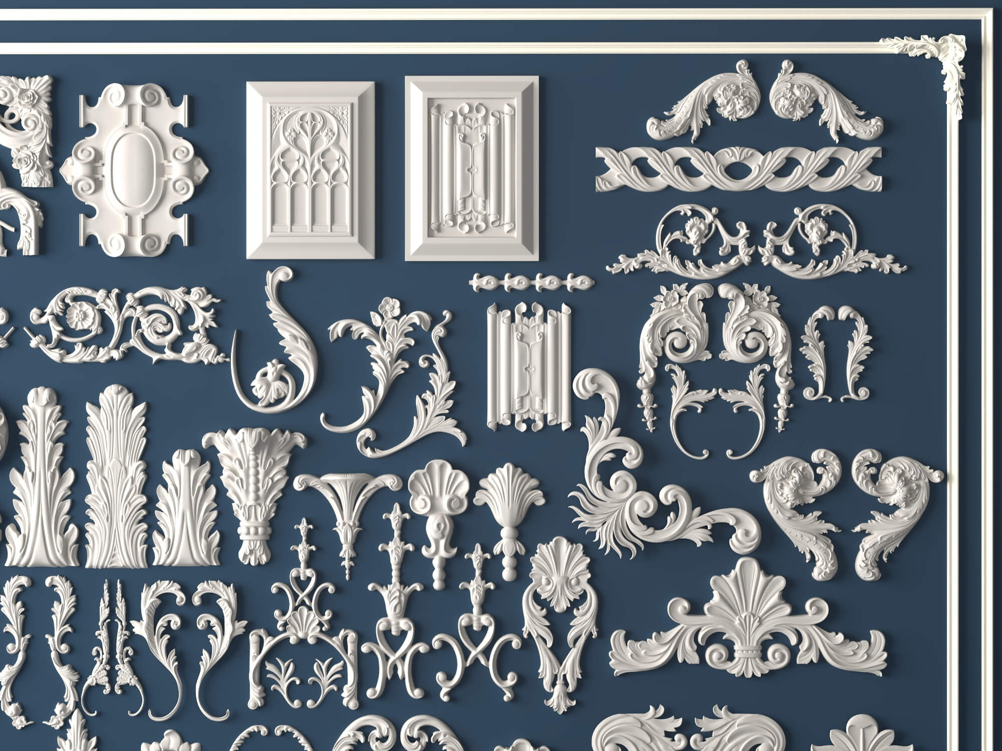 Ornate Plaster Decorative Molding and Carving Pack 3D Model