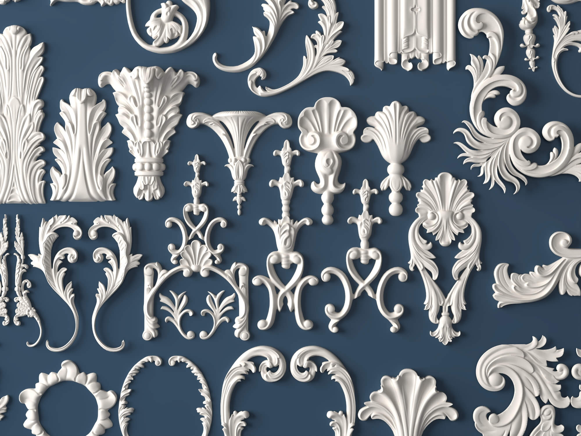 Ornate Plaster Decorative Molding and Carving Pack 3D Model