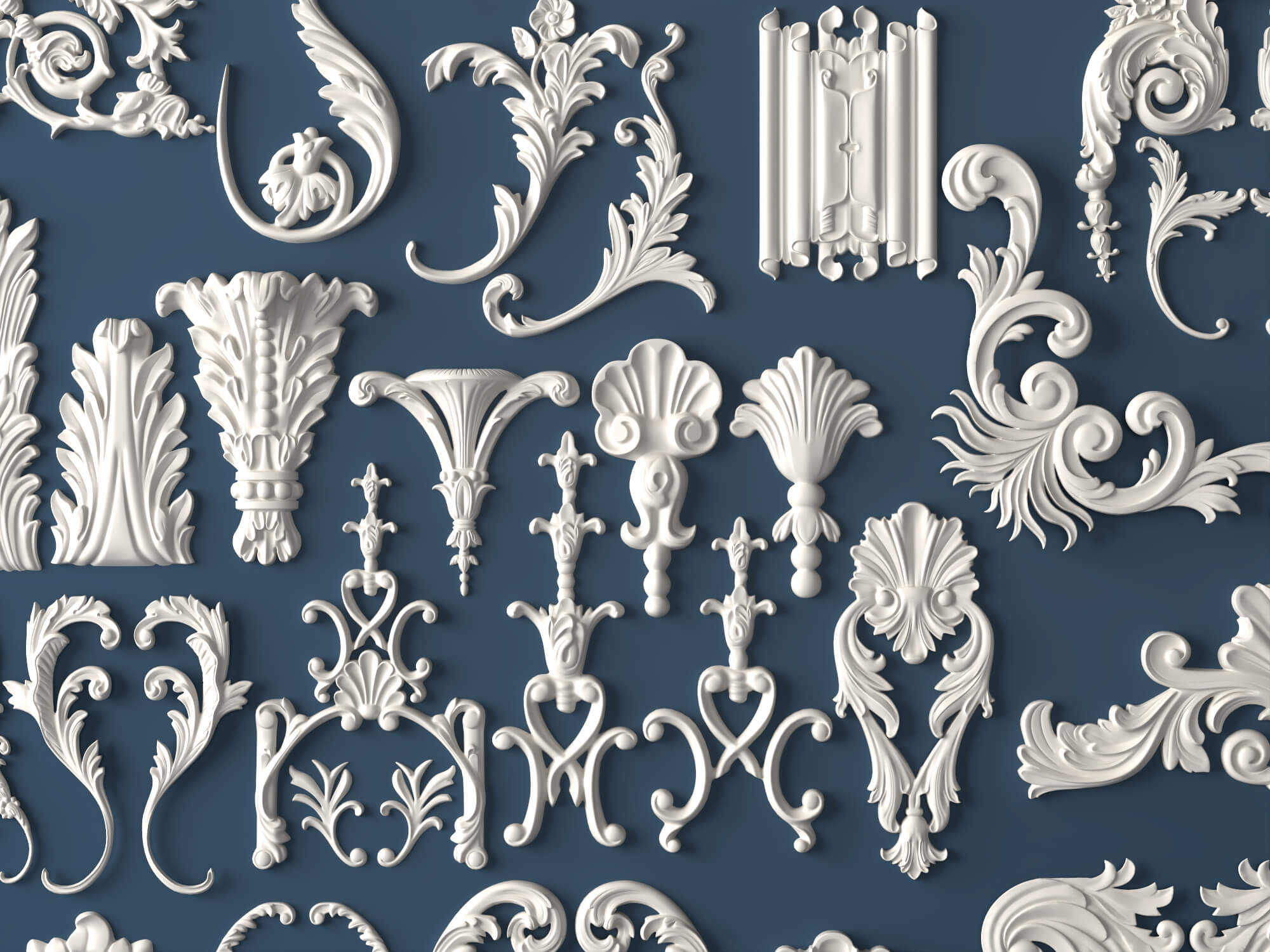 Ornate Plaster Decorative Molding and Carving Pack 3D Model