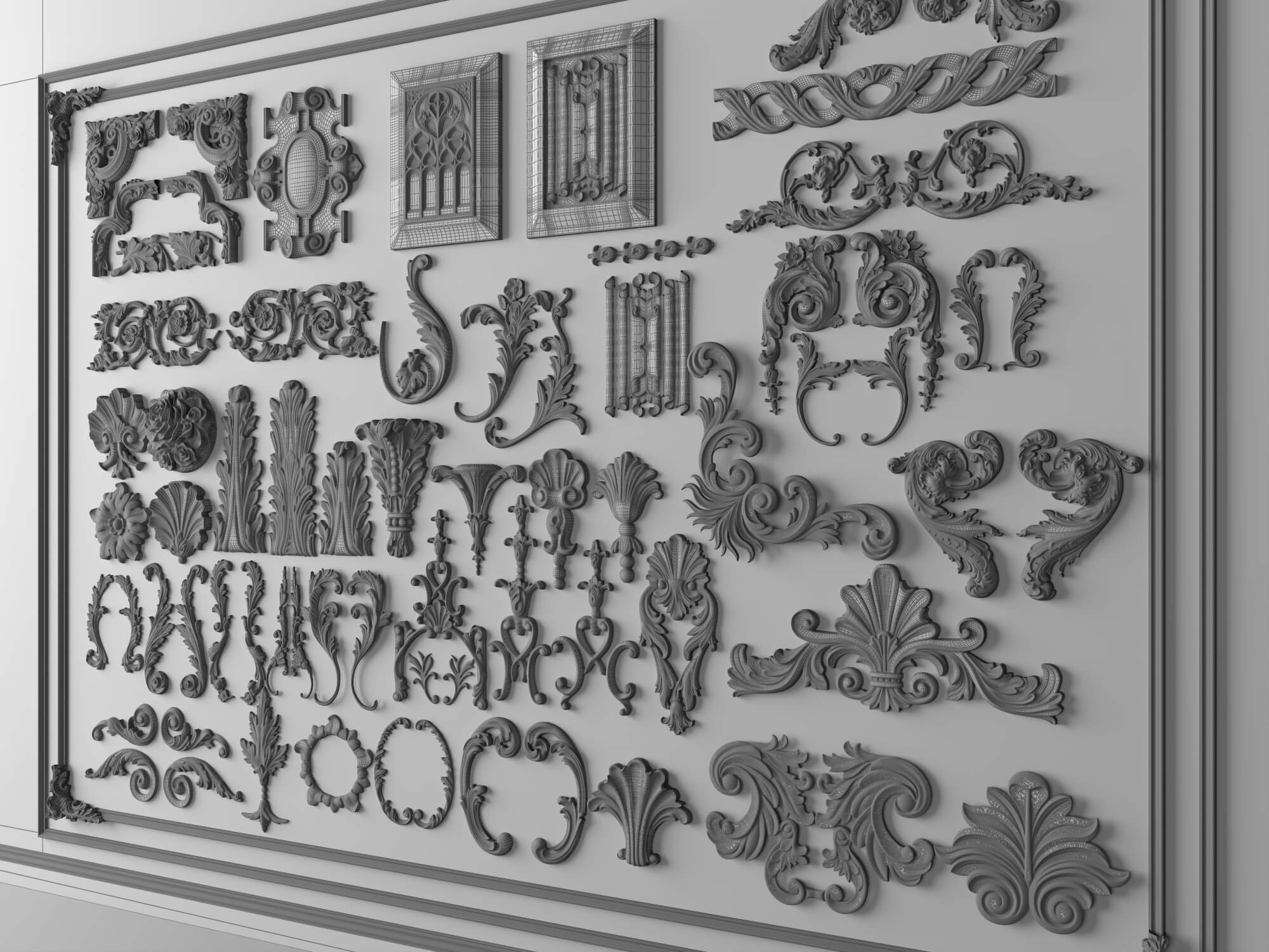 Ornate Plaster Decorative Molding and Carving Pack 3D Model