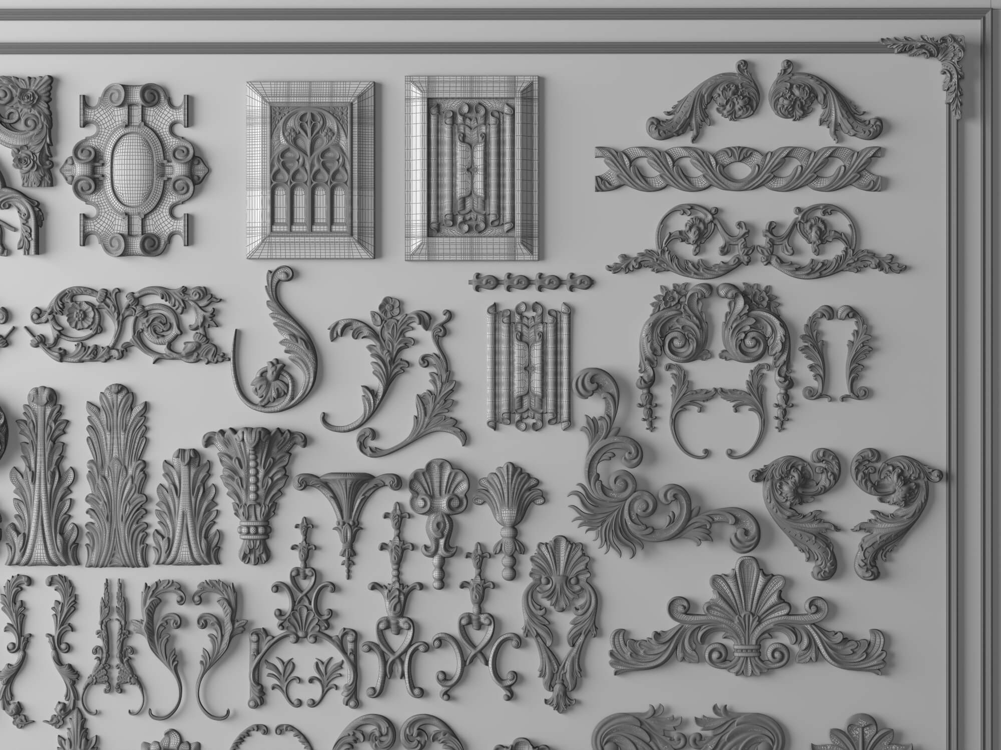Ornate Plaster Decorative Molding and Carving Pack 3D Model