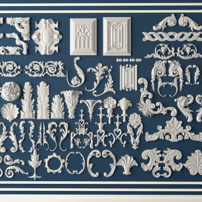 Ornate Plaster Decorative Molding and Carving Pack