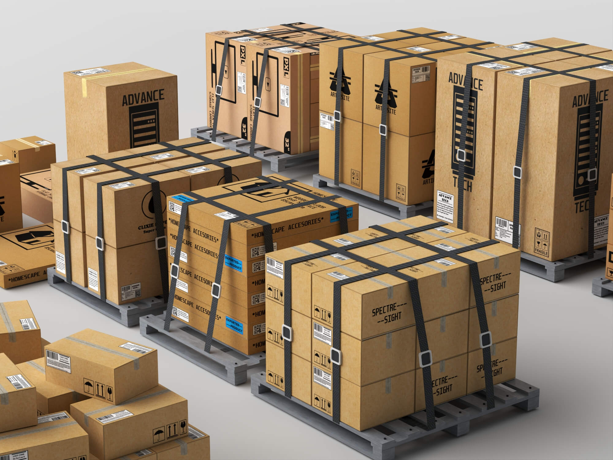Pallet Cardboard Boxes Collection Lowpoly 3D Models 3D Model