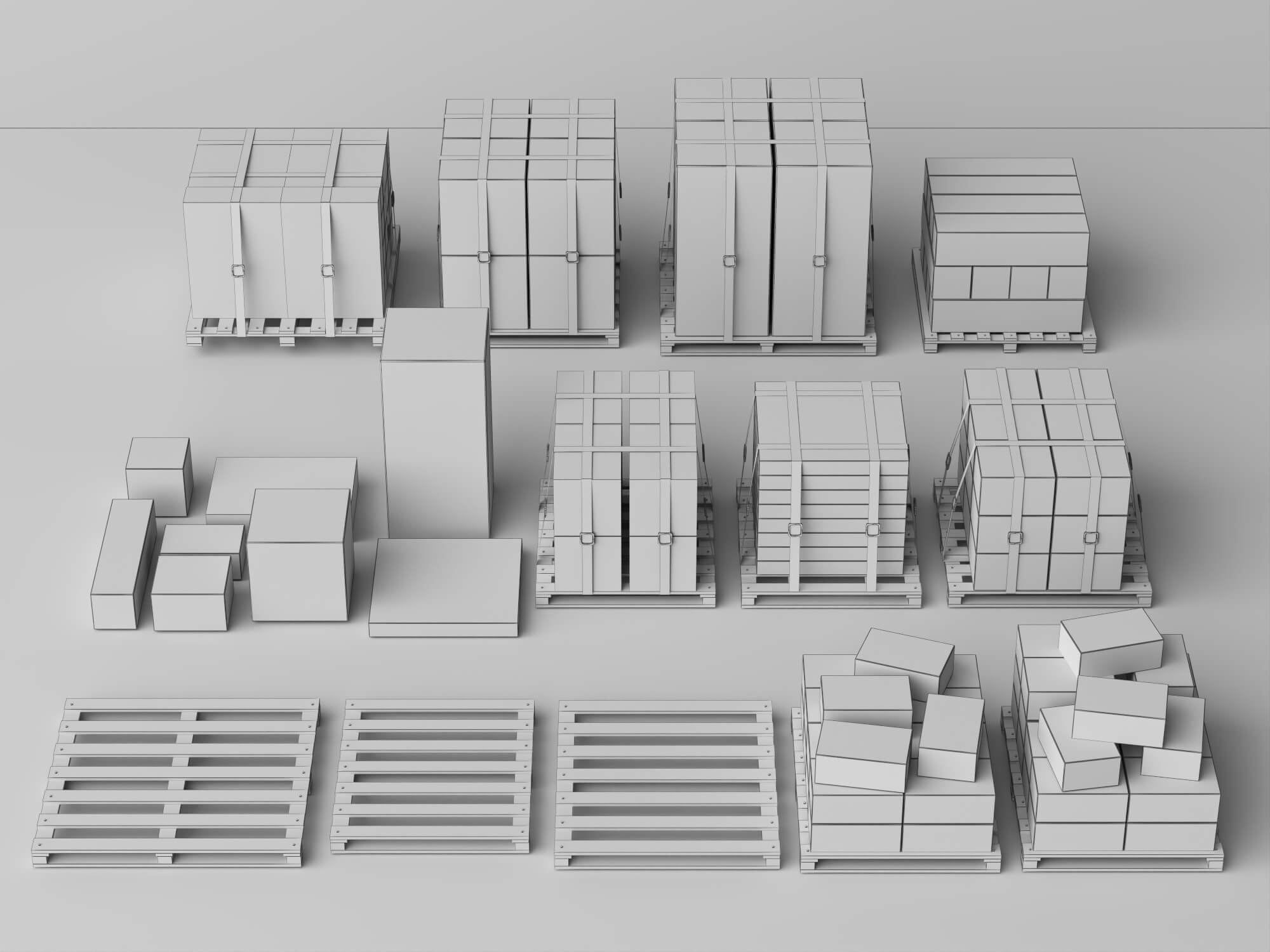 Pallet Cardboard Boxes Collection Lowpoly 3D Models 3D Model