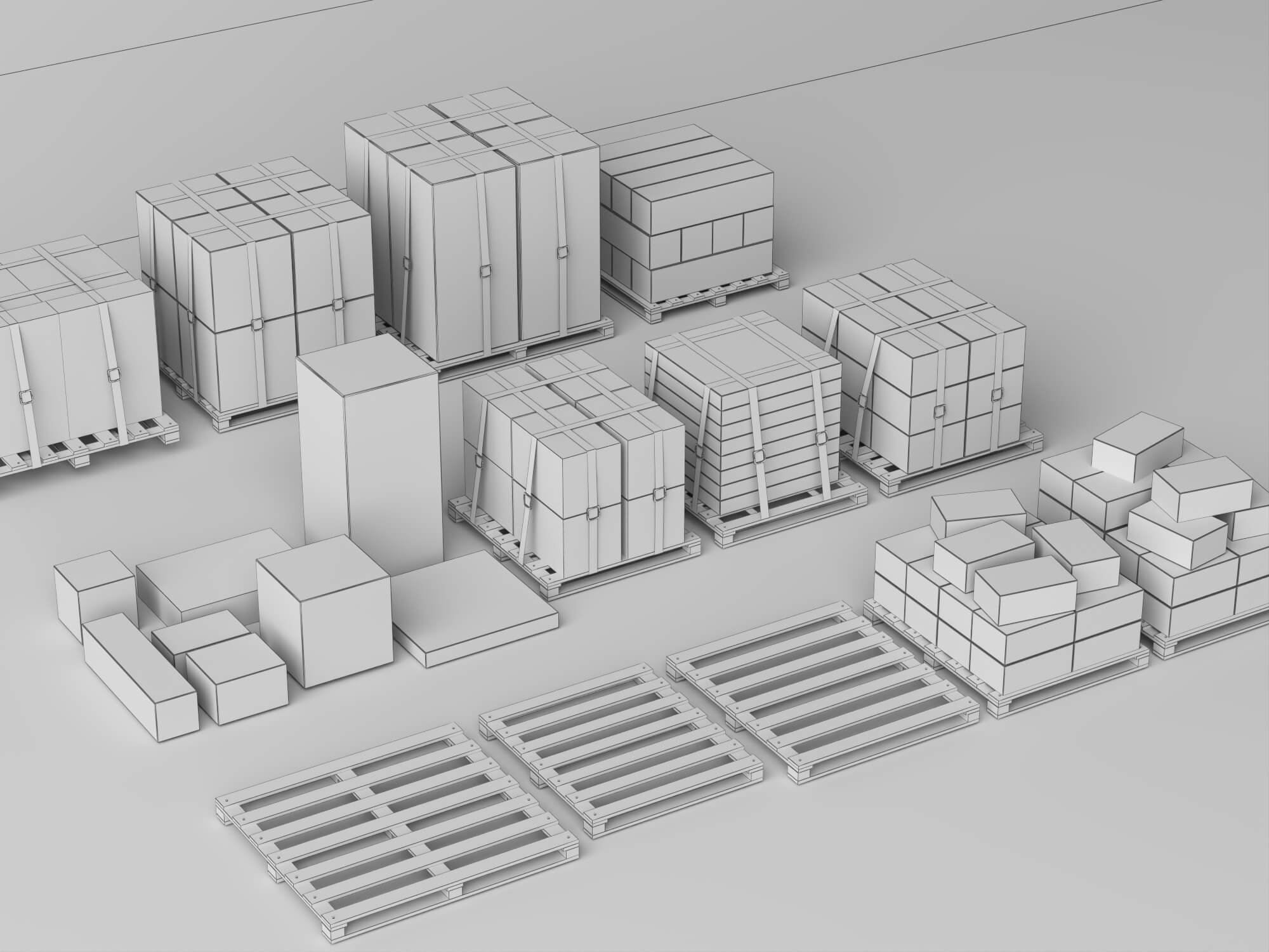 Pallet Cardboard Boxes Collection Lowpoly 3D Models 3D Model
