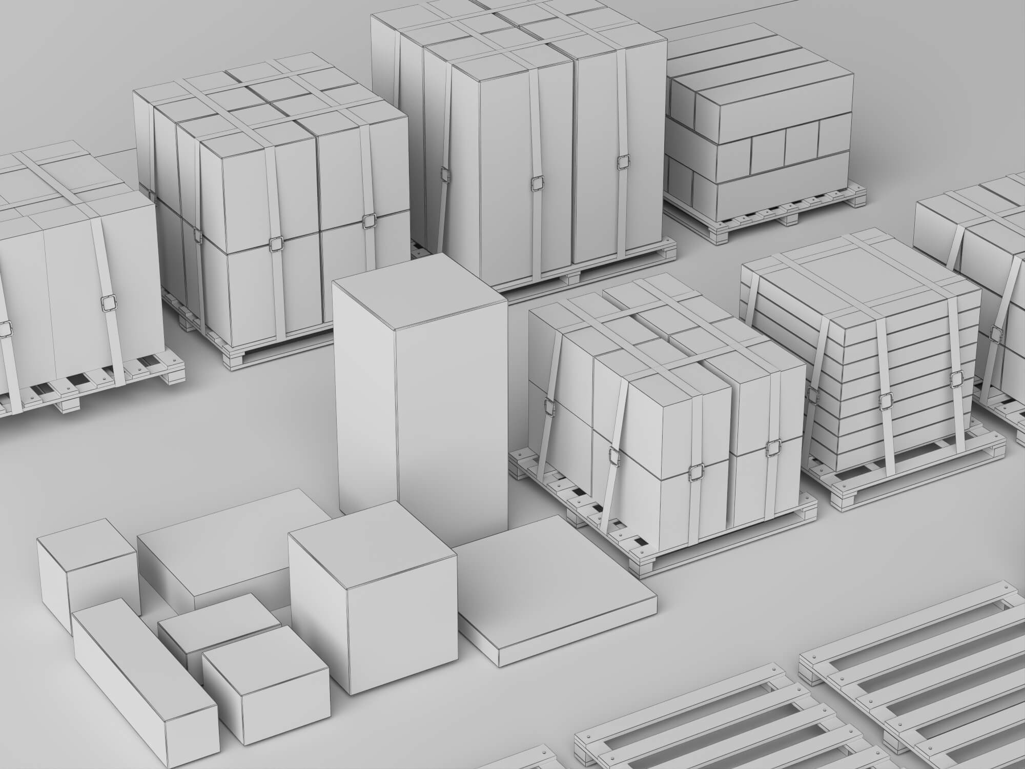 Pallet Cardboard Boxes Collection Lowpoly 3D Models 3D Model