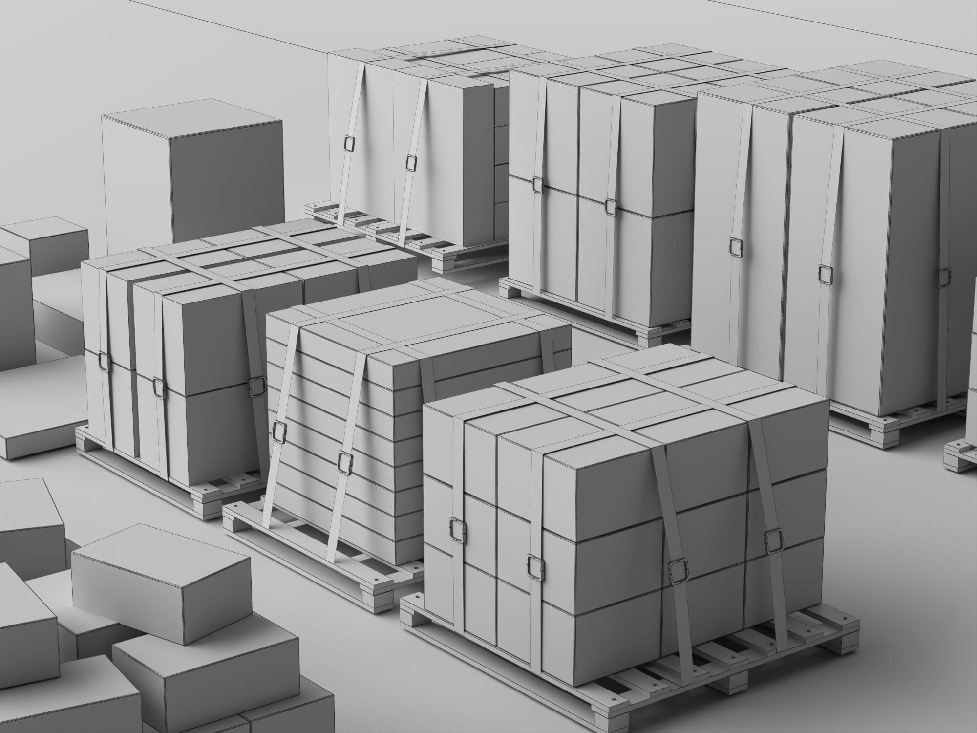 Pallet Cardboard Boxes Collection Lowpoly 3D Models 3D Model