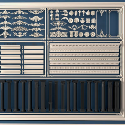 Plaster Molding Rosette and Classical Column Asset Pack