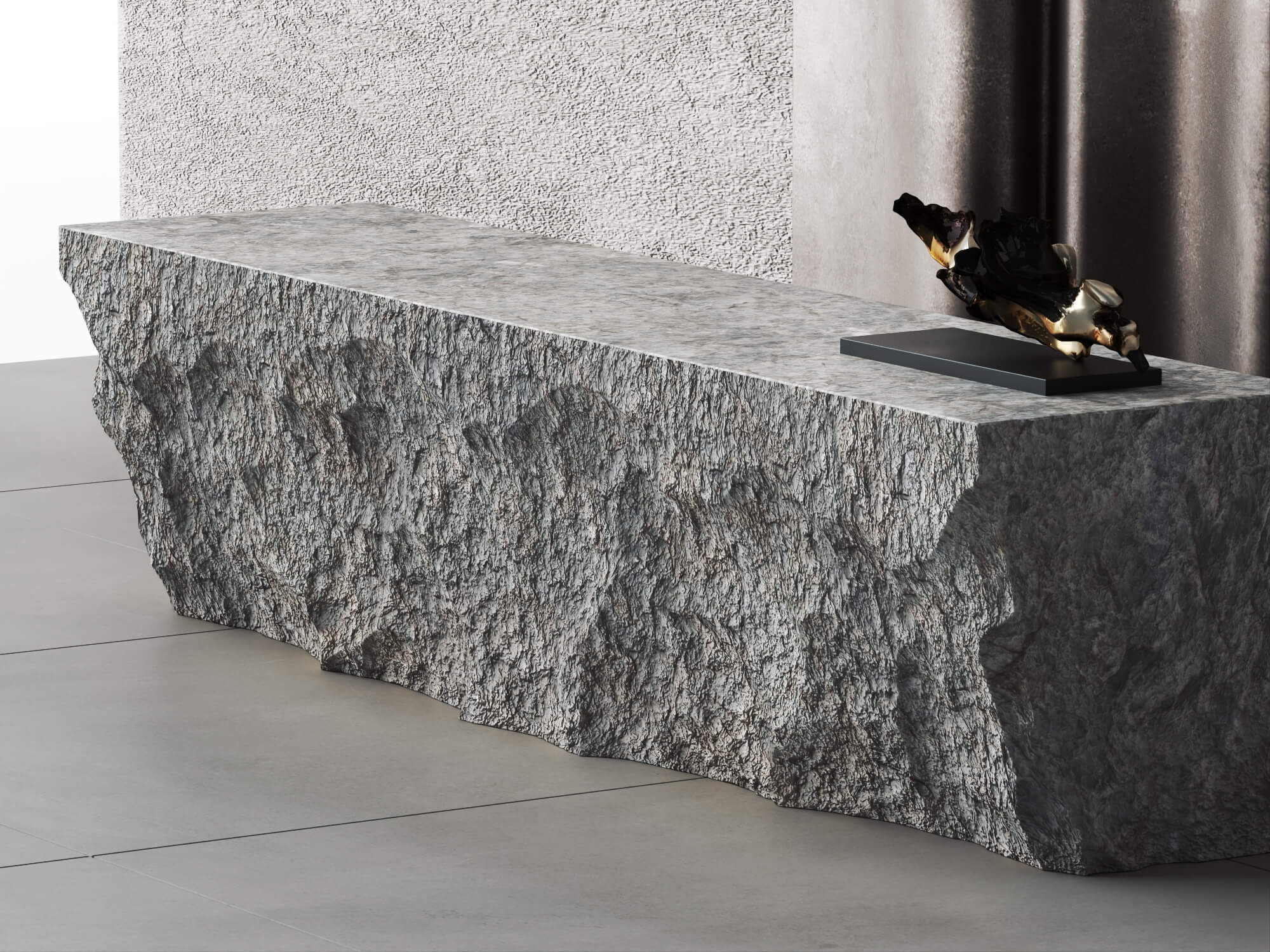 Raw Stone Reception Desk 3d Asset 3D Model