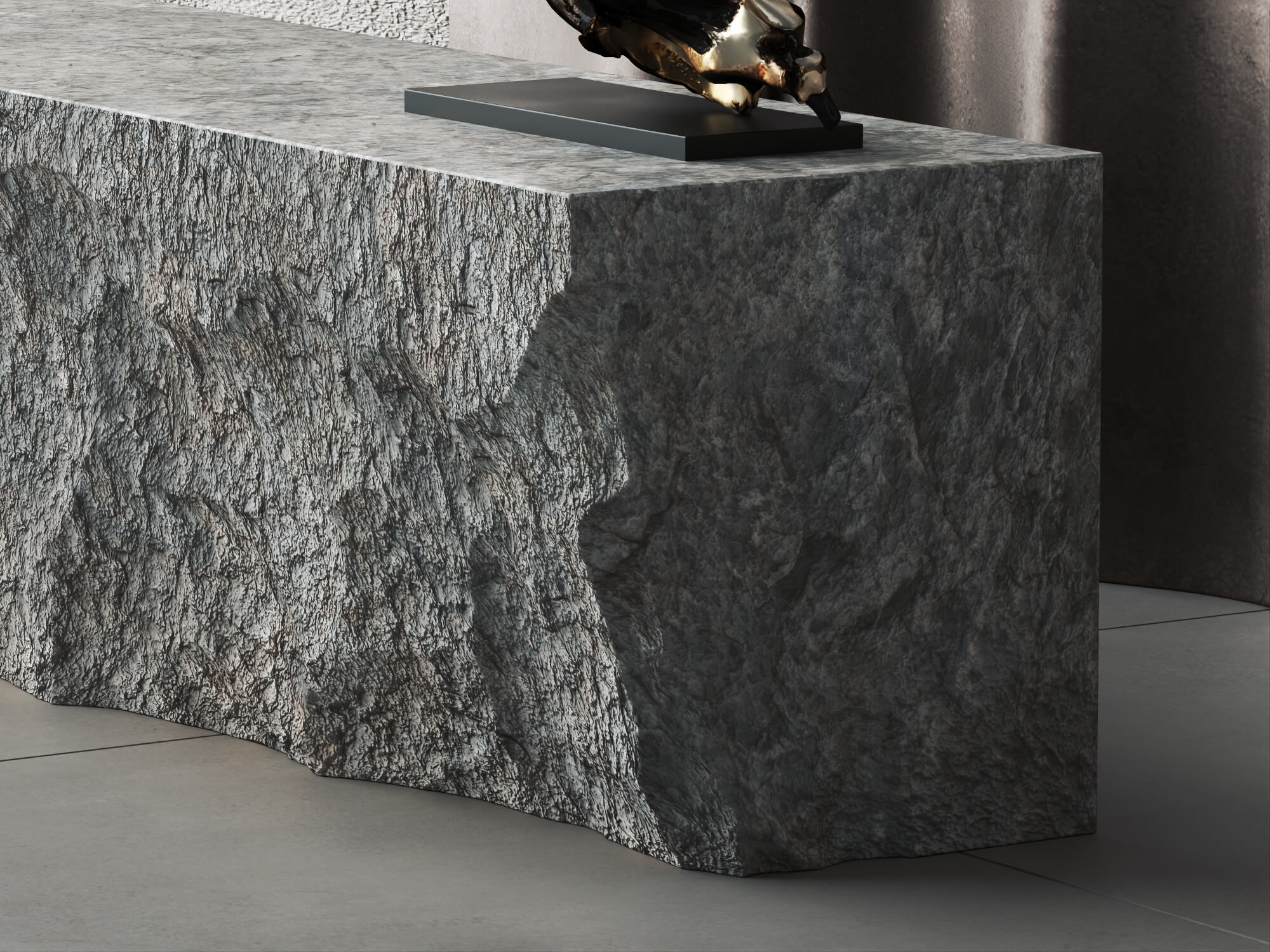 Raw Stone Reception Desk 3d Asset 3D Model