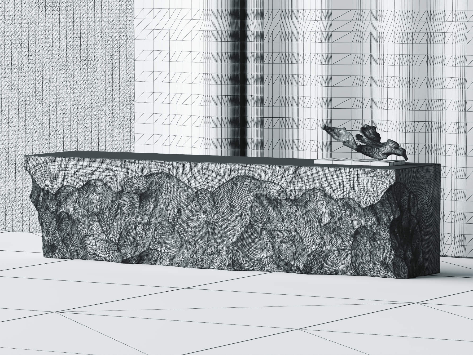 Raw Stone Reception Desk 3d Asset 3D Model