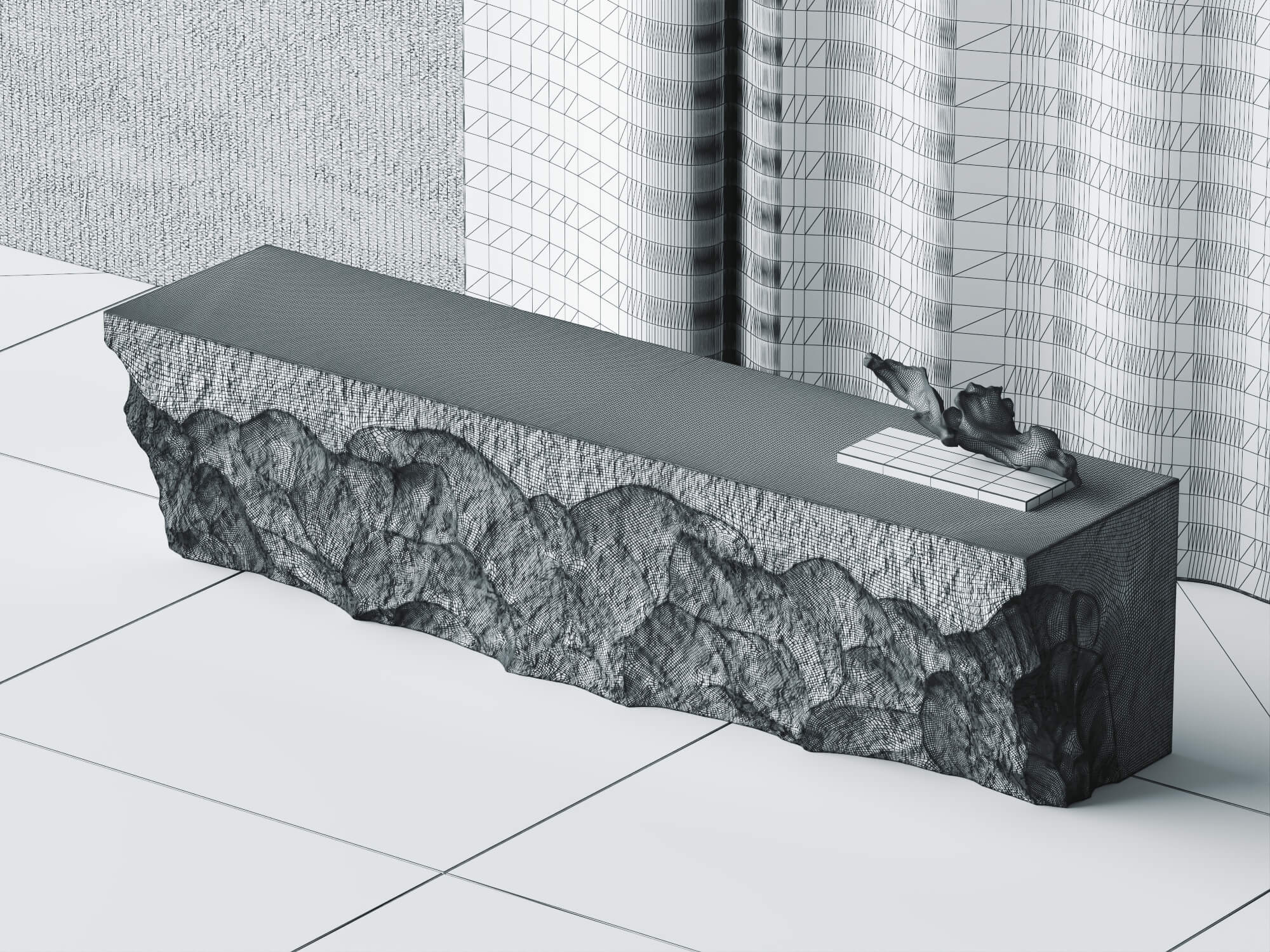 Raw Stone Reception Desk 3d Asset 3D Model