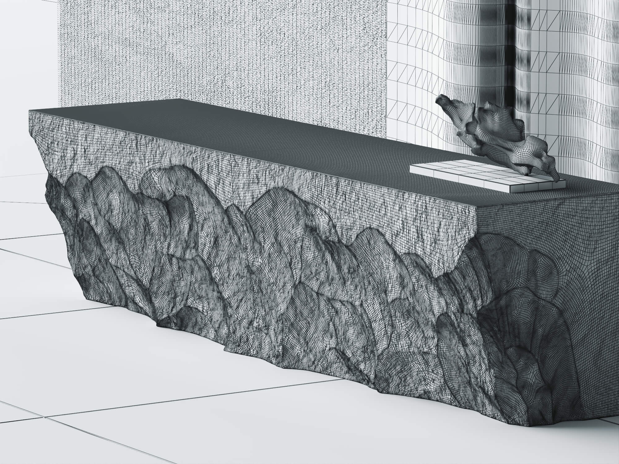 Raw Stone Reception Desk 3d Asset 3D Model