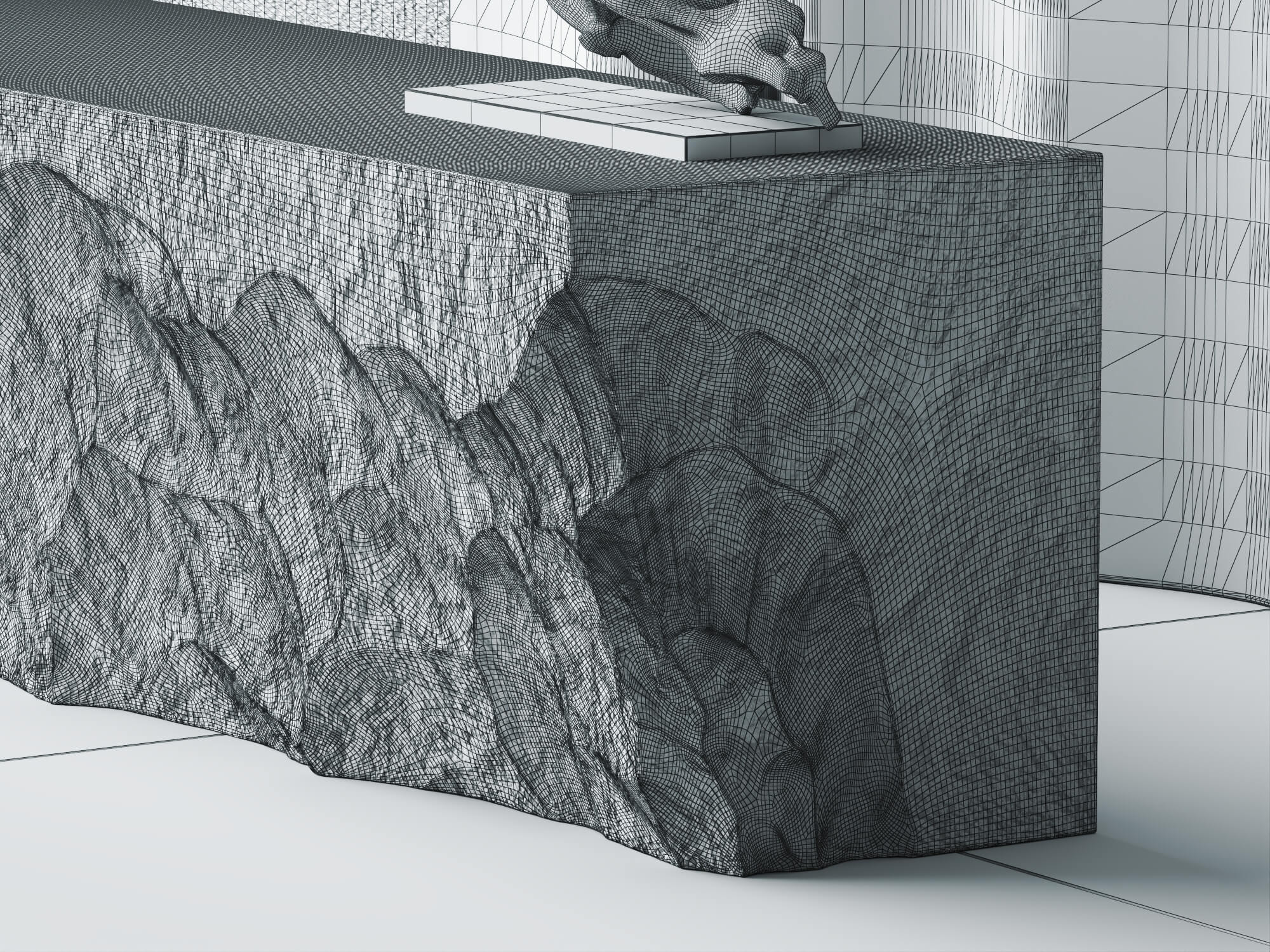 Raw Stone Reception Desk 3d Asset 3D Model
