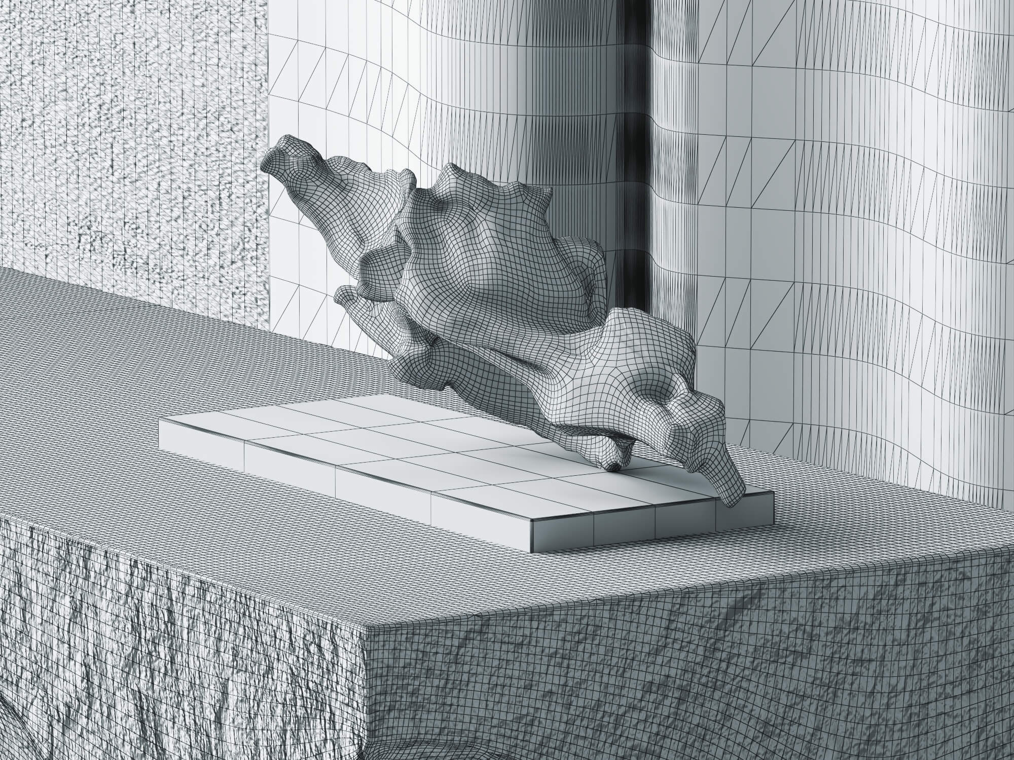 Raw Stone Reception Desk 3d Asset 3D Model