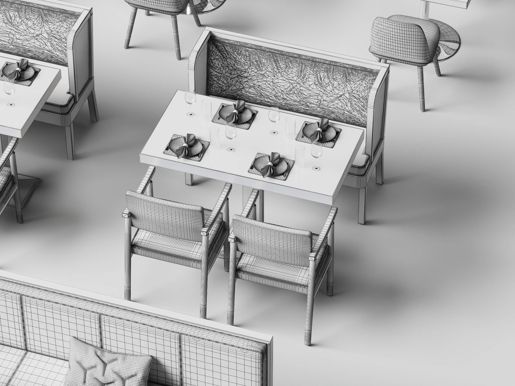 Restaurant Booth Dining Furniture 3D Models 3D Model