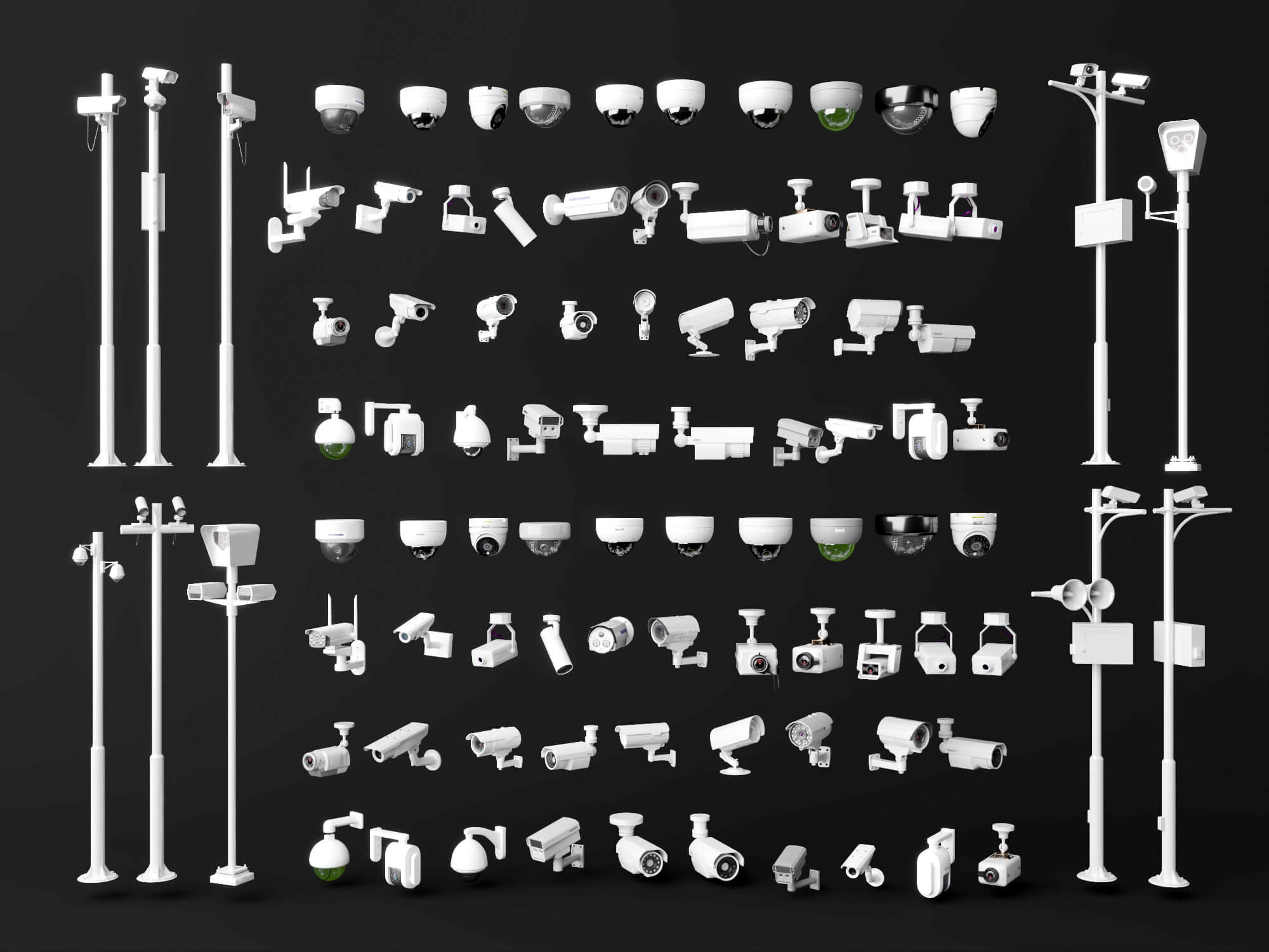 Security Camera Surveillance Equipment Asset Pack 3D Model