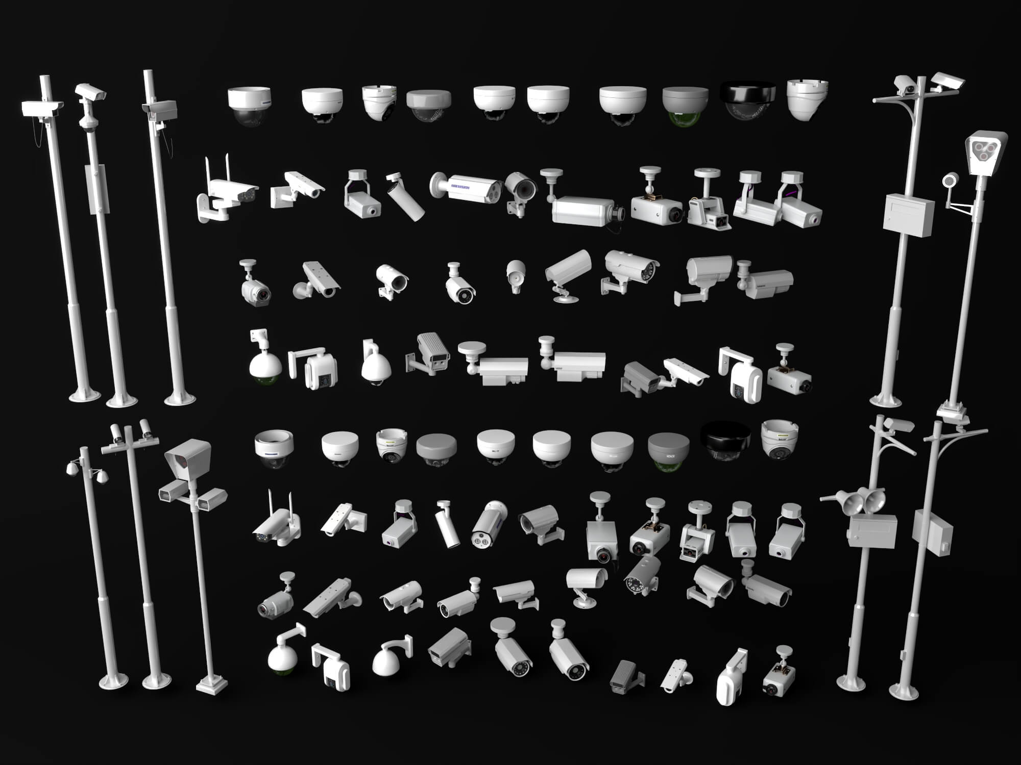 Security Camera Surveillance Equipment Asset Pack 3D Model