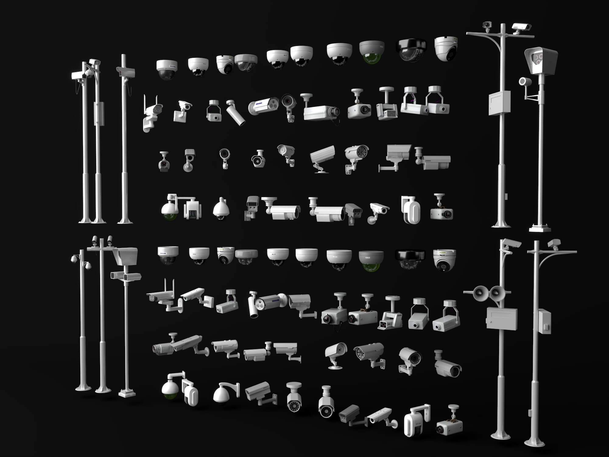 Security Camera Surveillance Equipment Asset Pack 3D Model