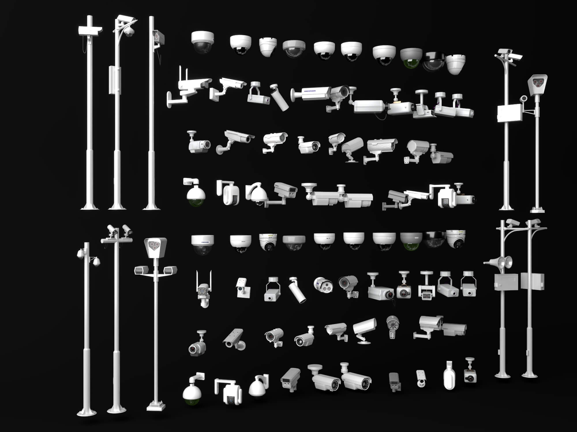Security Camera Surveillance Equipment Asset Pack 3D Model