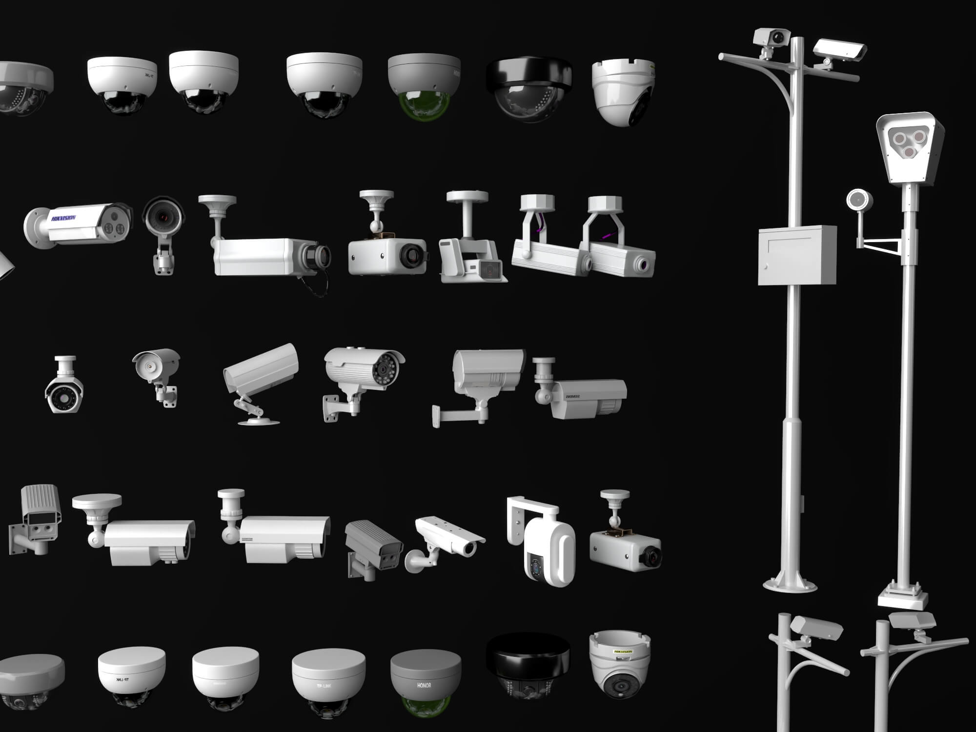 Security Camera Surveillance Equipment Asset Pack 3D Model