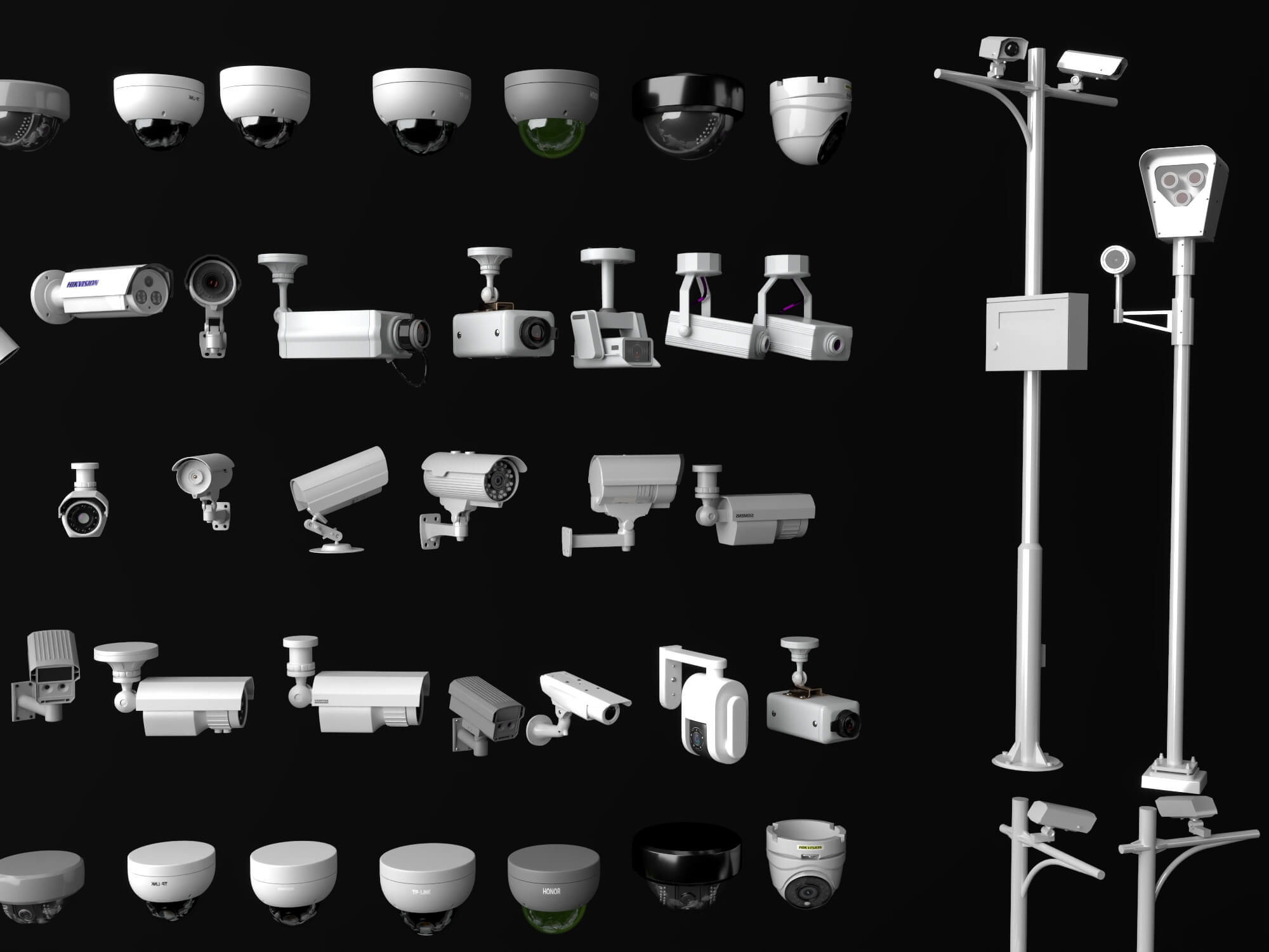 Security Camera Surveillance Equipment Asset Pack 3D Model