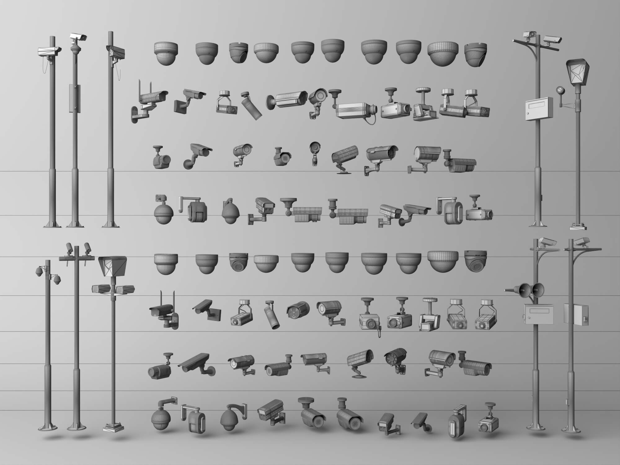 Security Camera Surveillance Equipment Asset Pack 3D Model
