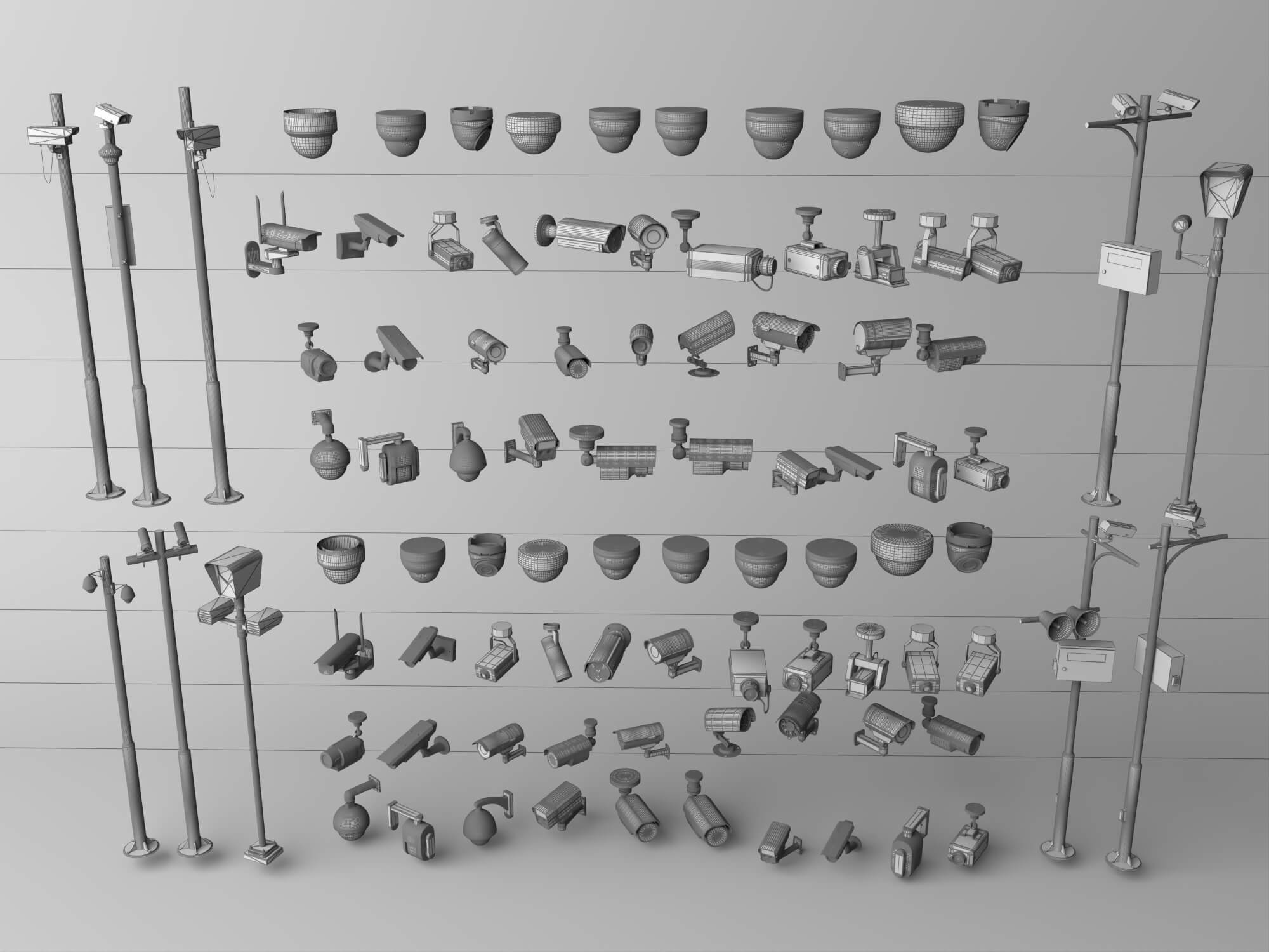 Security Camera Surveillance Equipment Asset Pack 3D Model