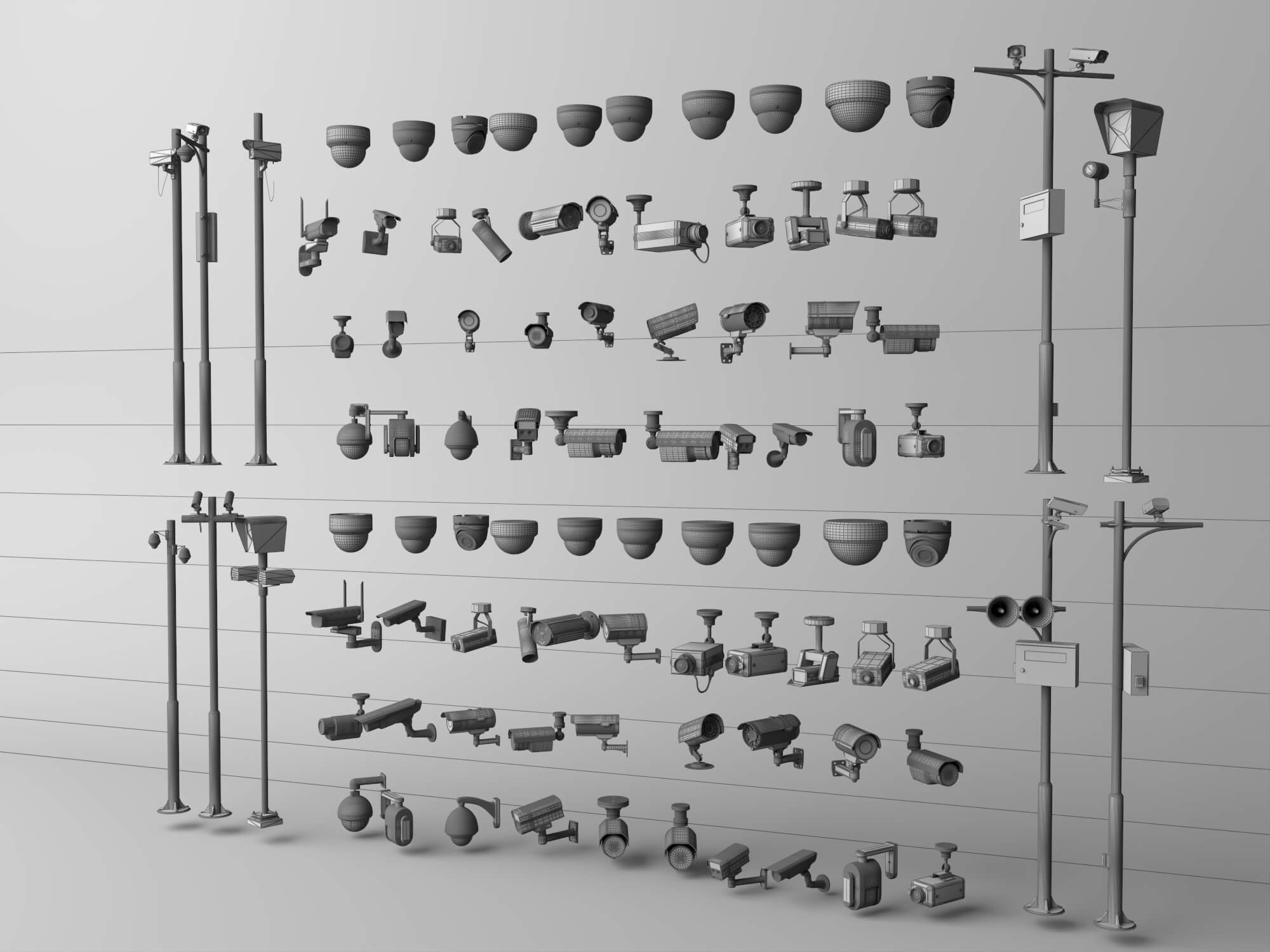 Security Camera Surveillance Equipment Asset Pack 3D Model