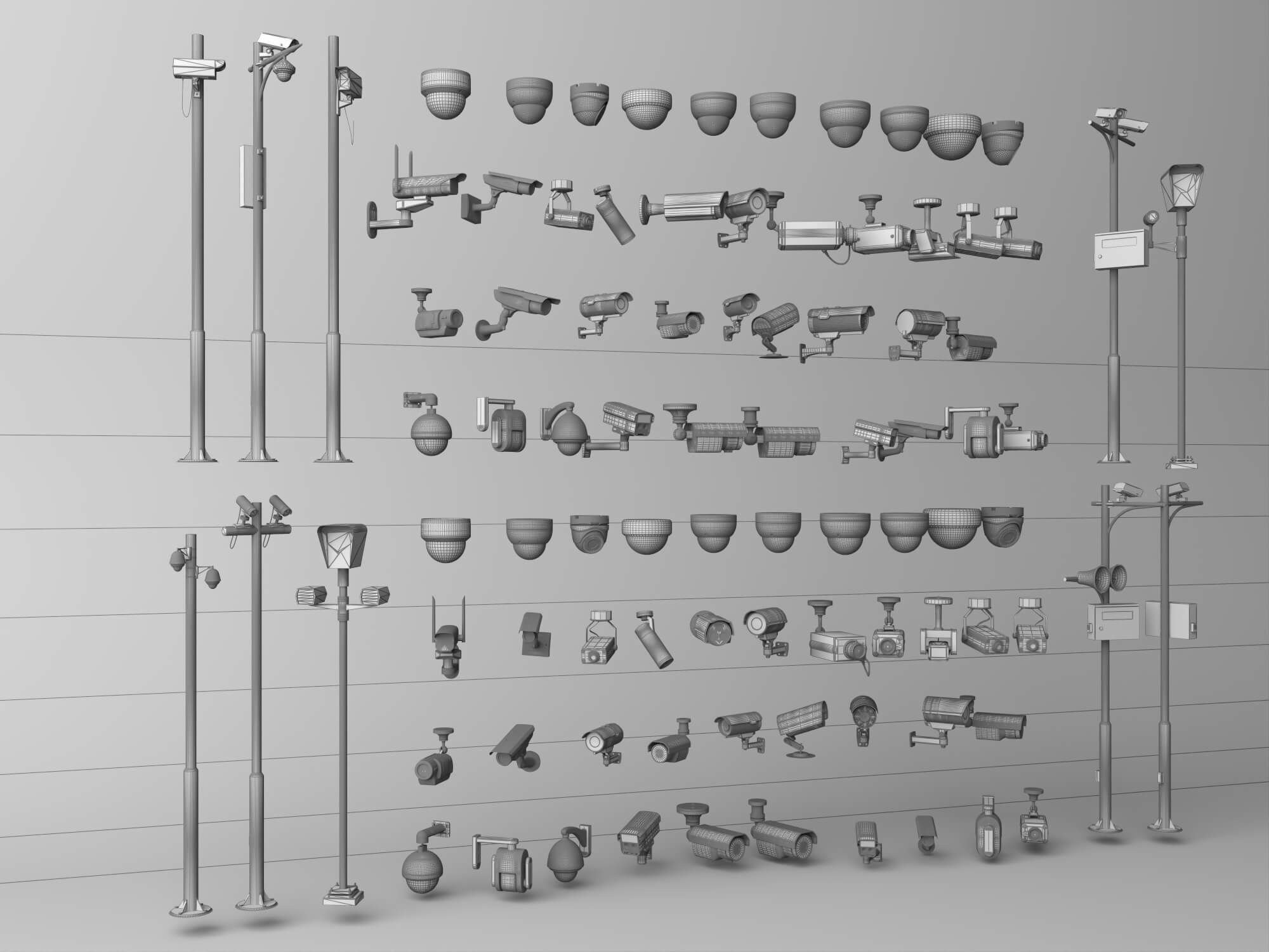 Security Camera Surveillance Equipment Asset Pack 3D Model