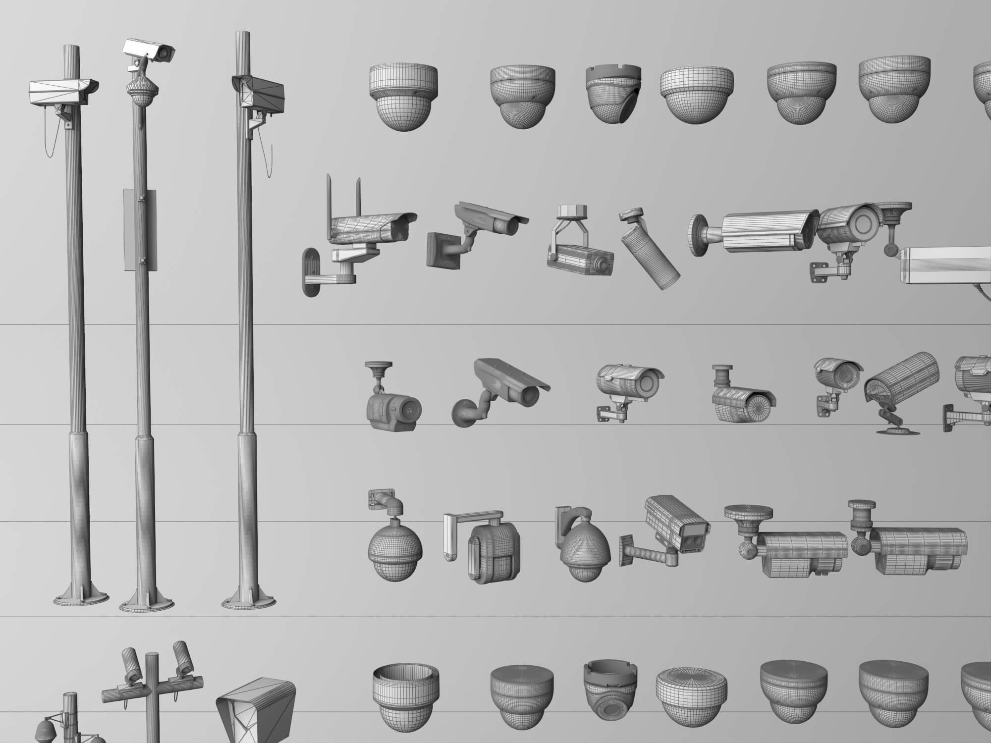 Security Camera Surveillance Equipment Asset Pack 3D Model