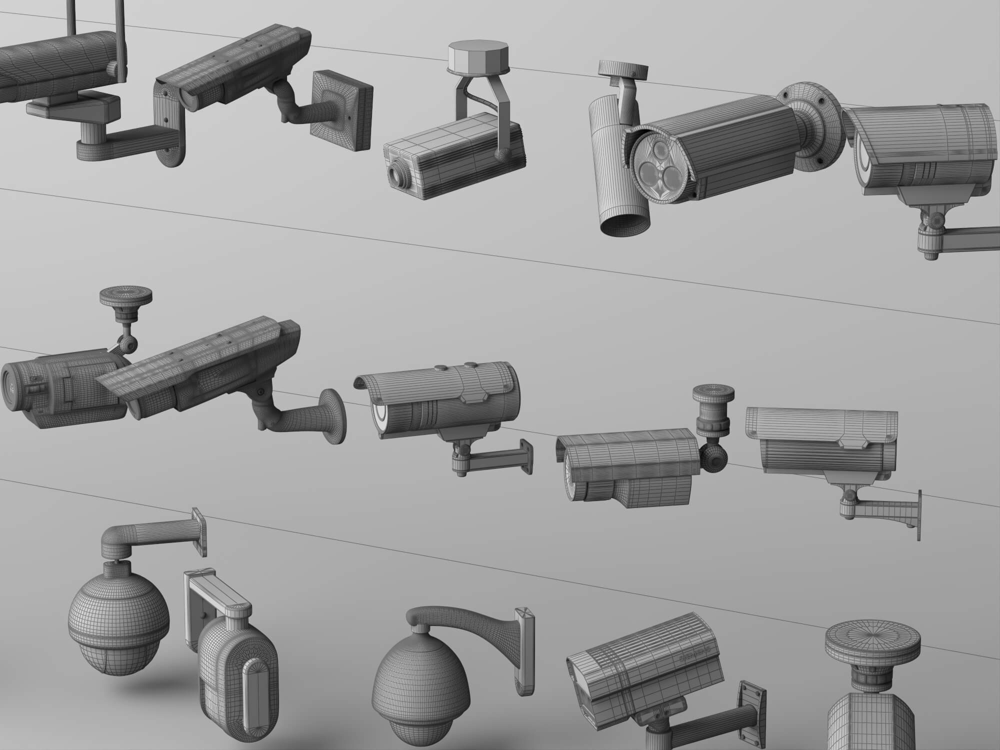 Security Camera Surveillance Equipment Asset Pack 3D Model
