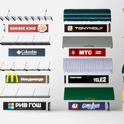 Shop Awnings and Storefront Signage Collection