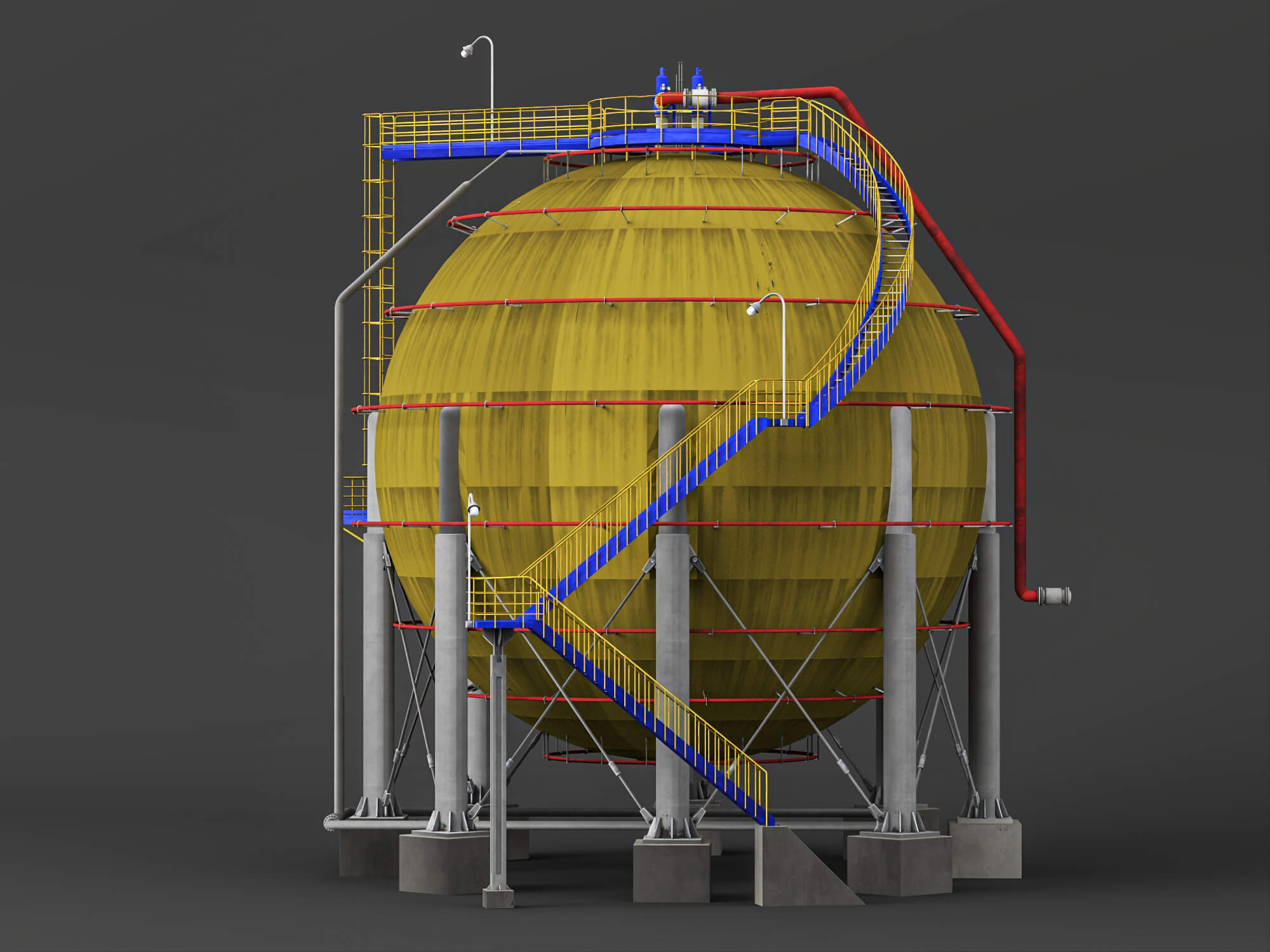Spherical Storage Tank Industrial 3d Model 3D Model